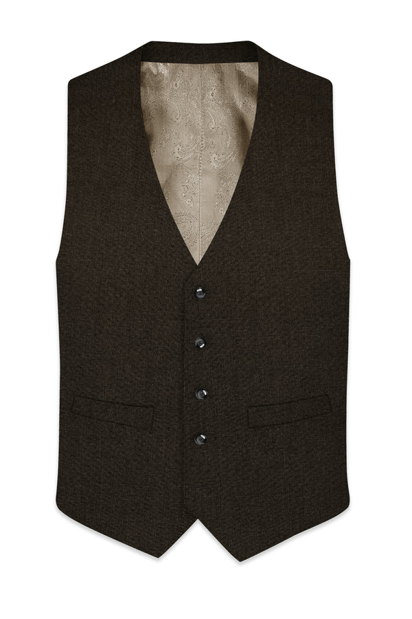 Bistrano-Acadia Brown Textured Wool Rich Waistcoat