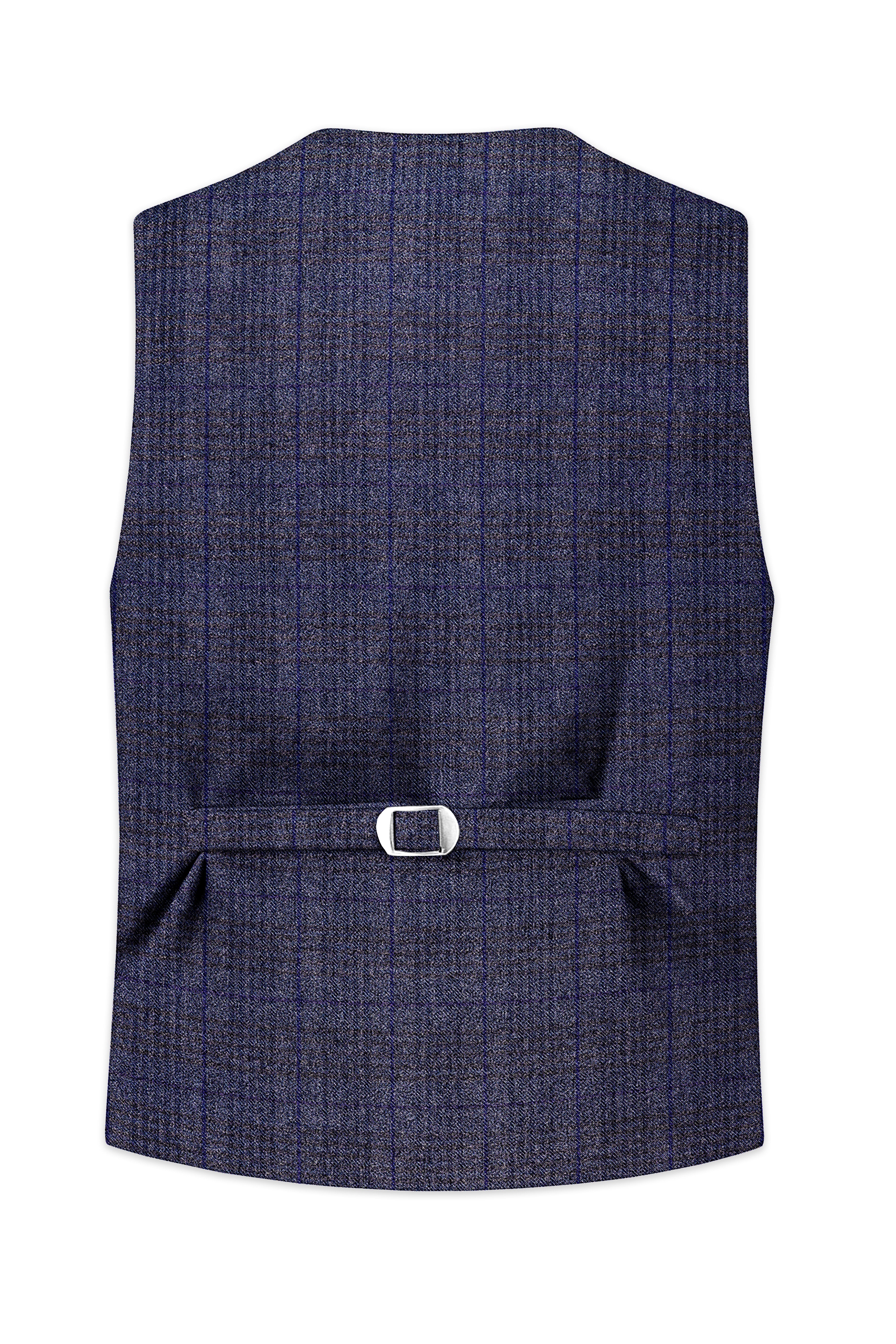 Horizon-Martinique Blue windowpane Tweed Waistcoat