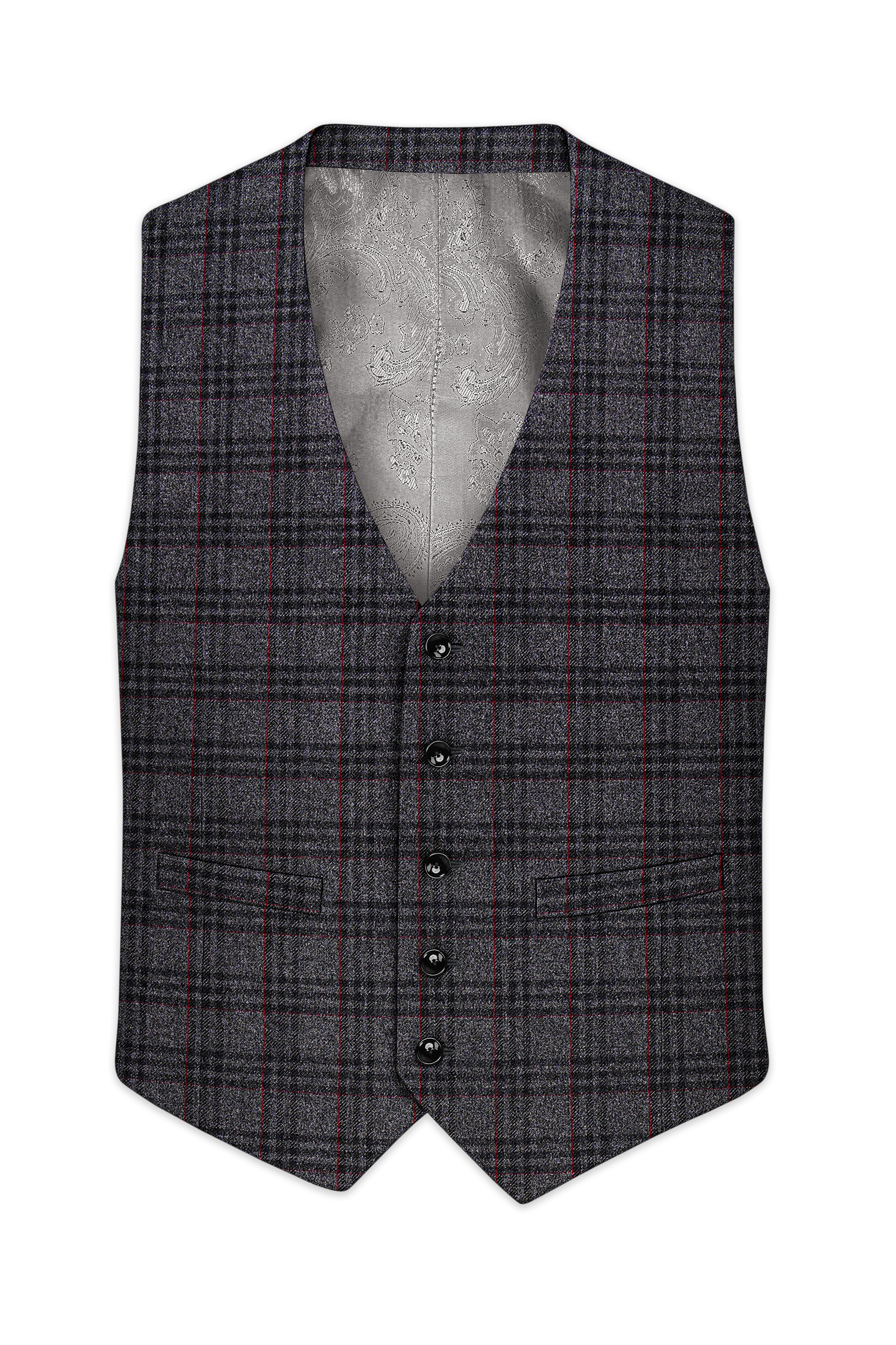 Velours-Ship Gray Plaid Tweed Waistcoat
