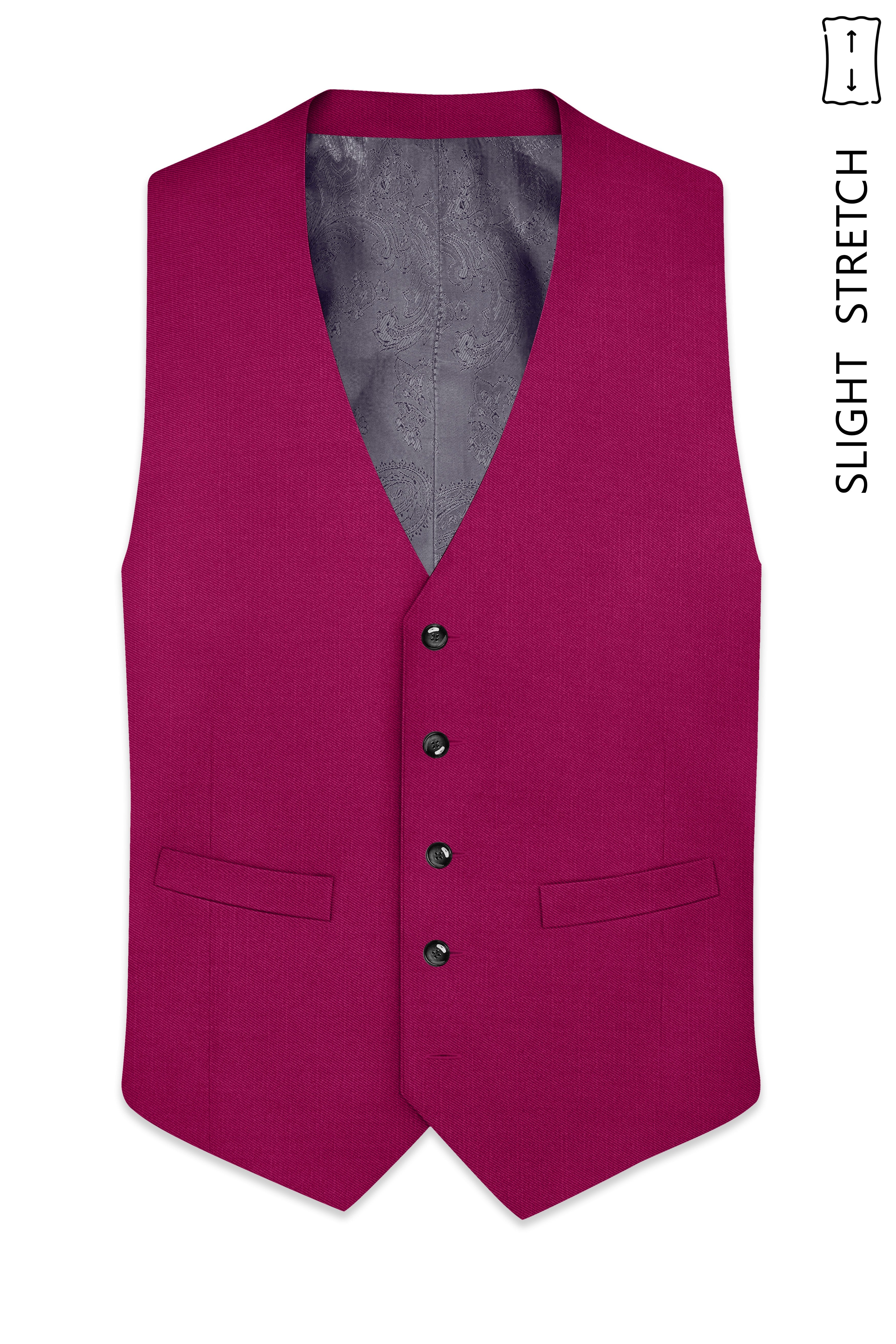 Orchid-Mulberry Pink Wool Rich Slight Stretch Waistcoat