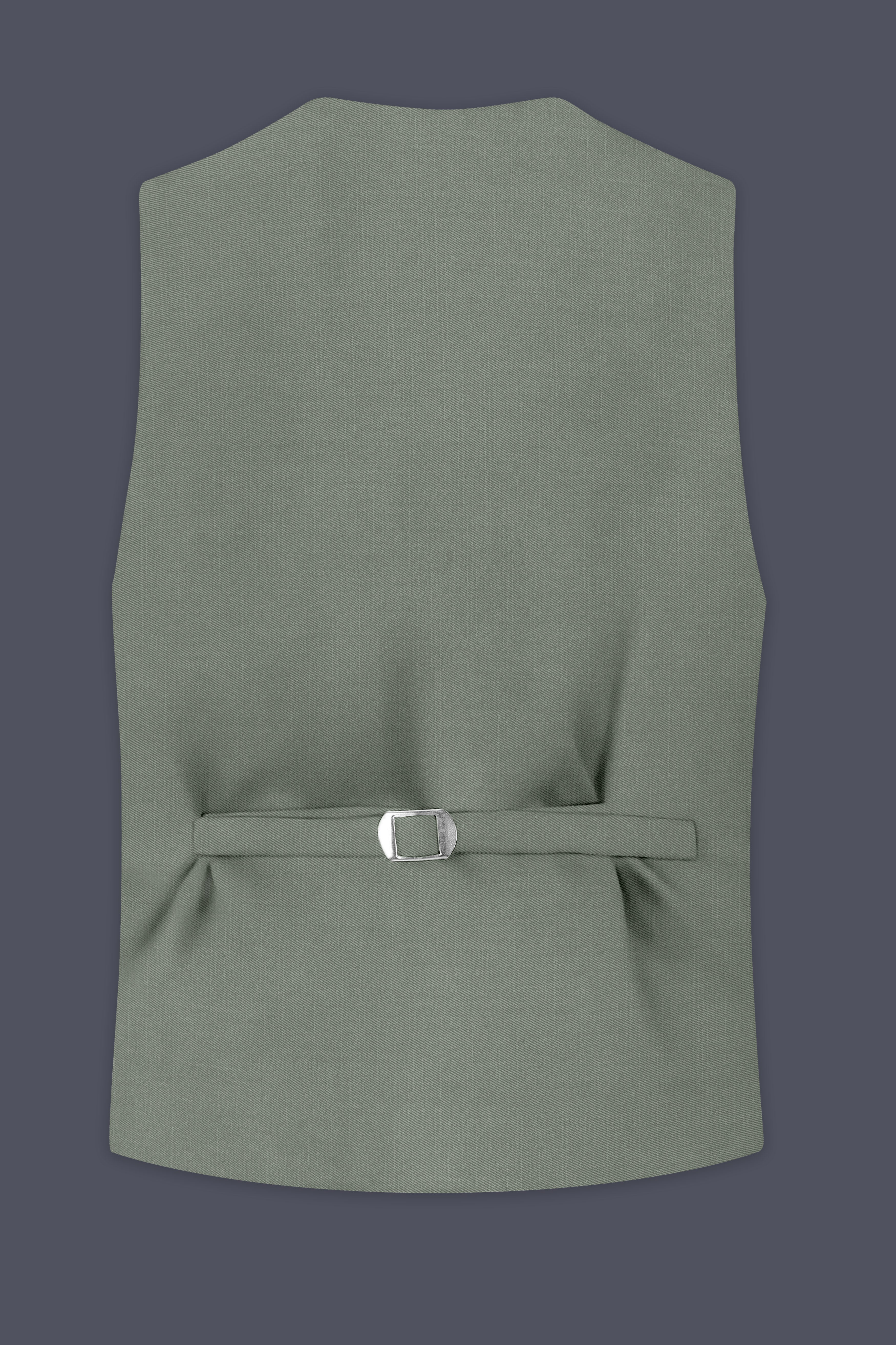 Sage-Smokey Green Wool Rich Slight Stretch Waistcoat