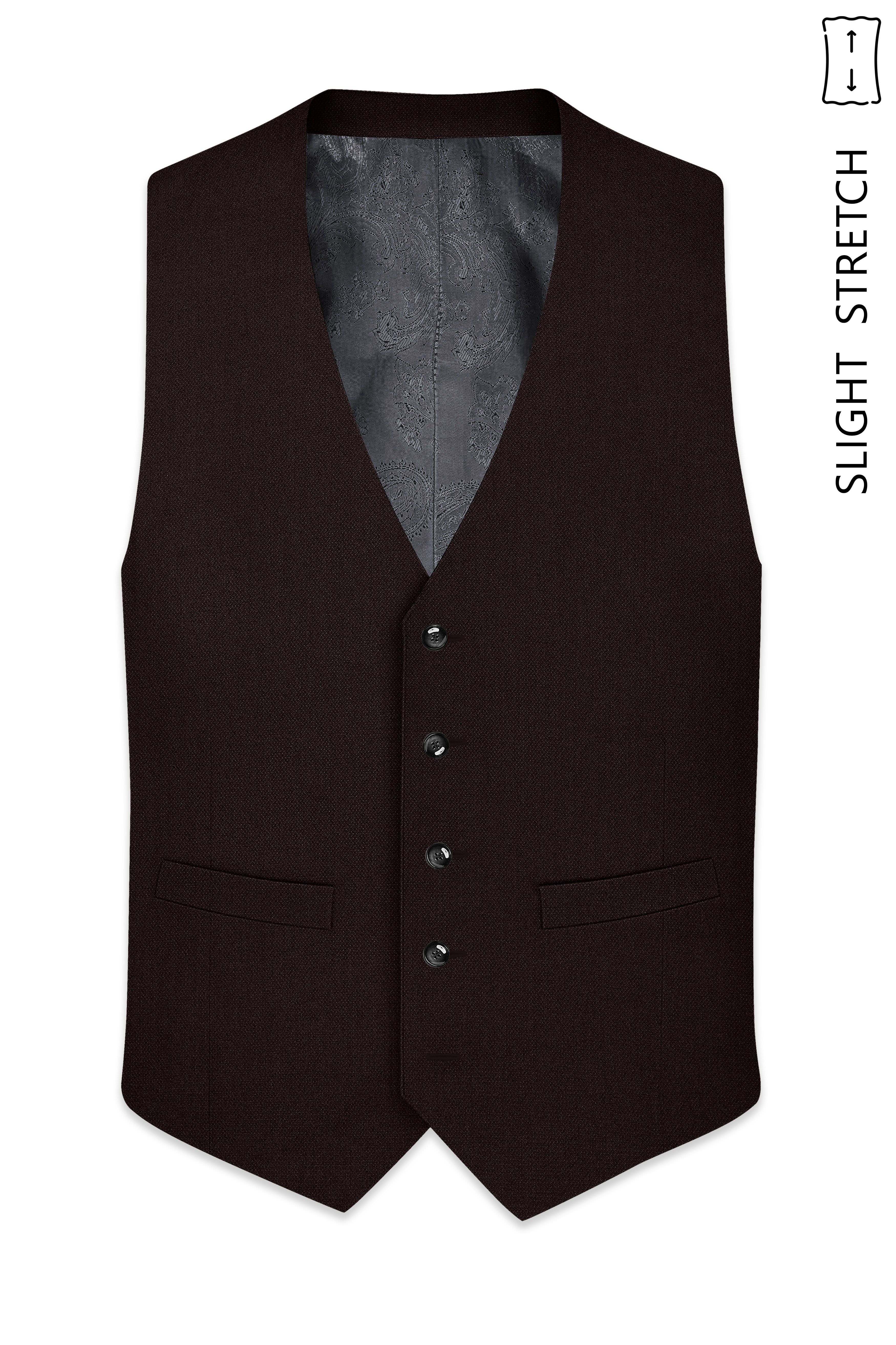 Hampton-Gondola Brown Diamond Textured Wool Rich Slight Stretch Waistcoat