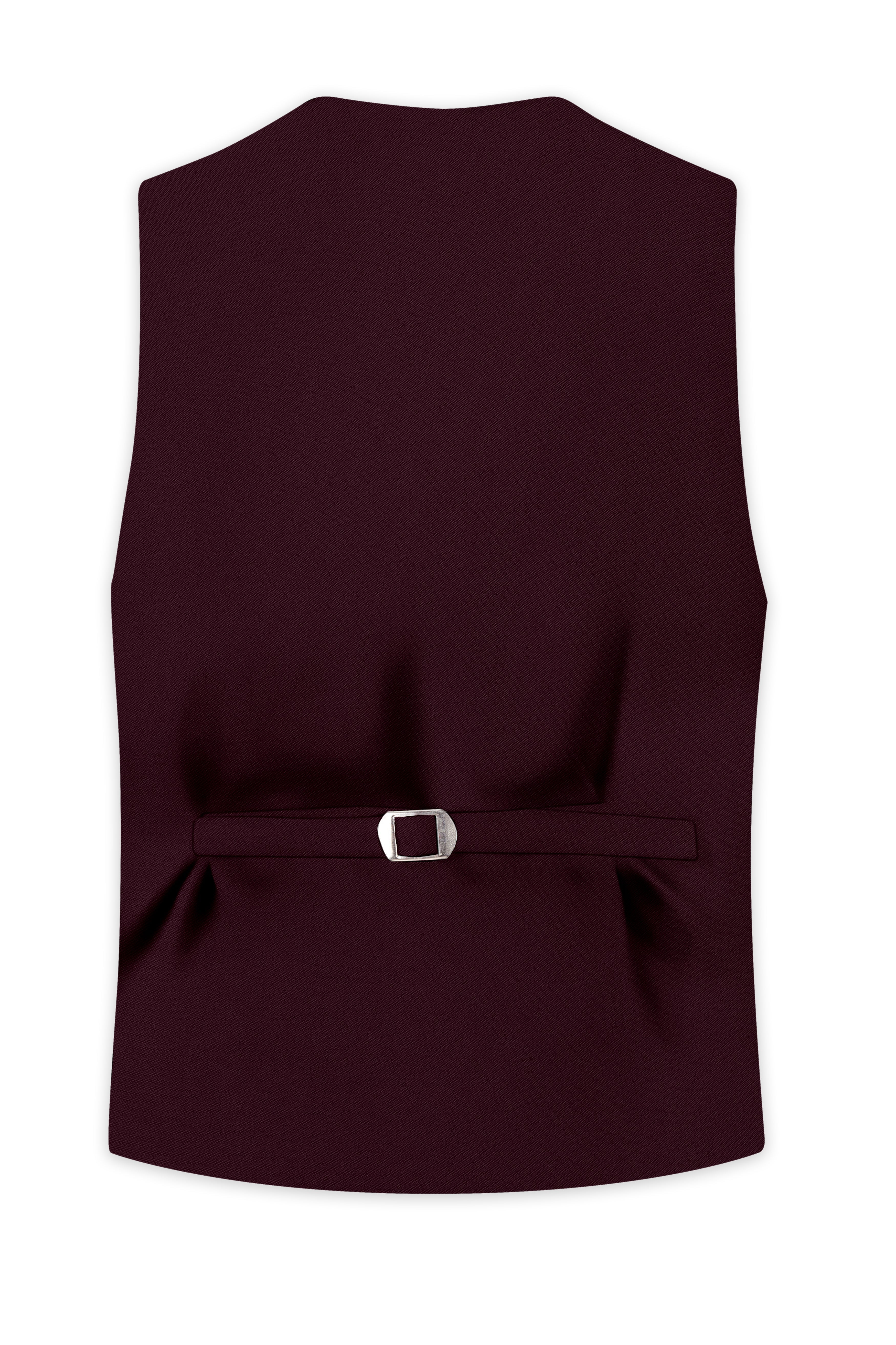 Veltrix-Korean Aubergine Maroon 4-Way Stretch Wrinkle-Free Wool Rich Waistcoat