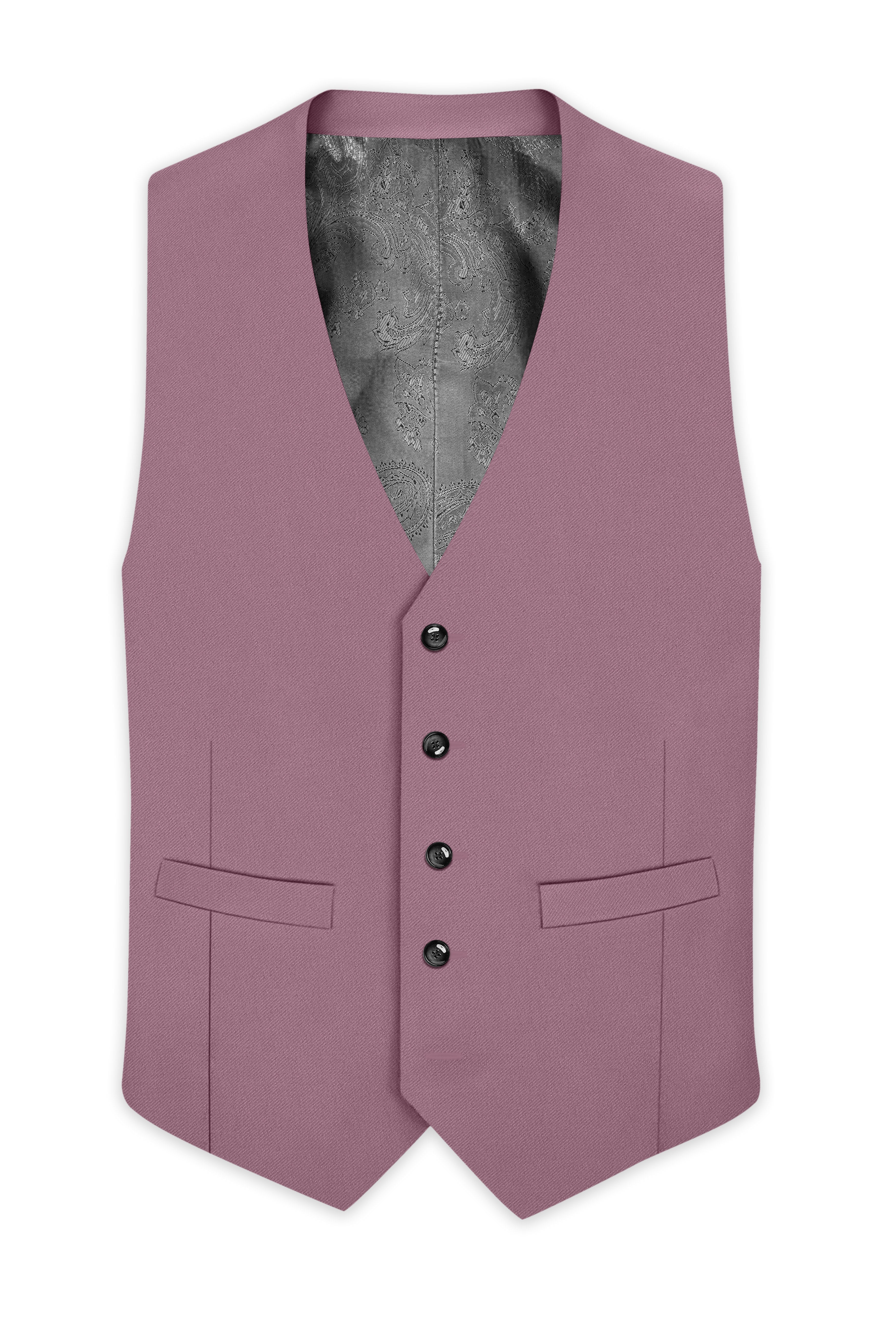 Rouge-Korean Opium Pink 4-Way Stretch Wrinkle-Free Wool Rich Waistcoat