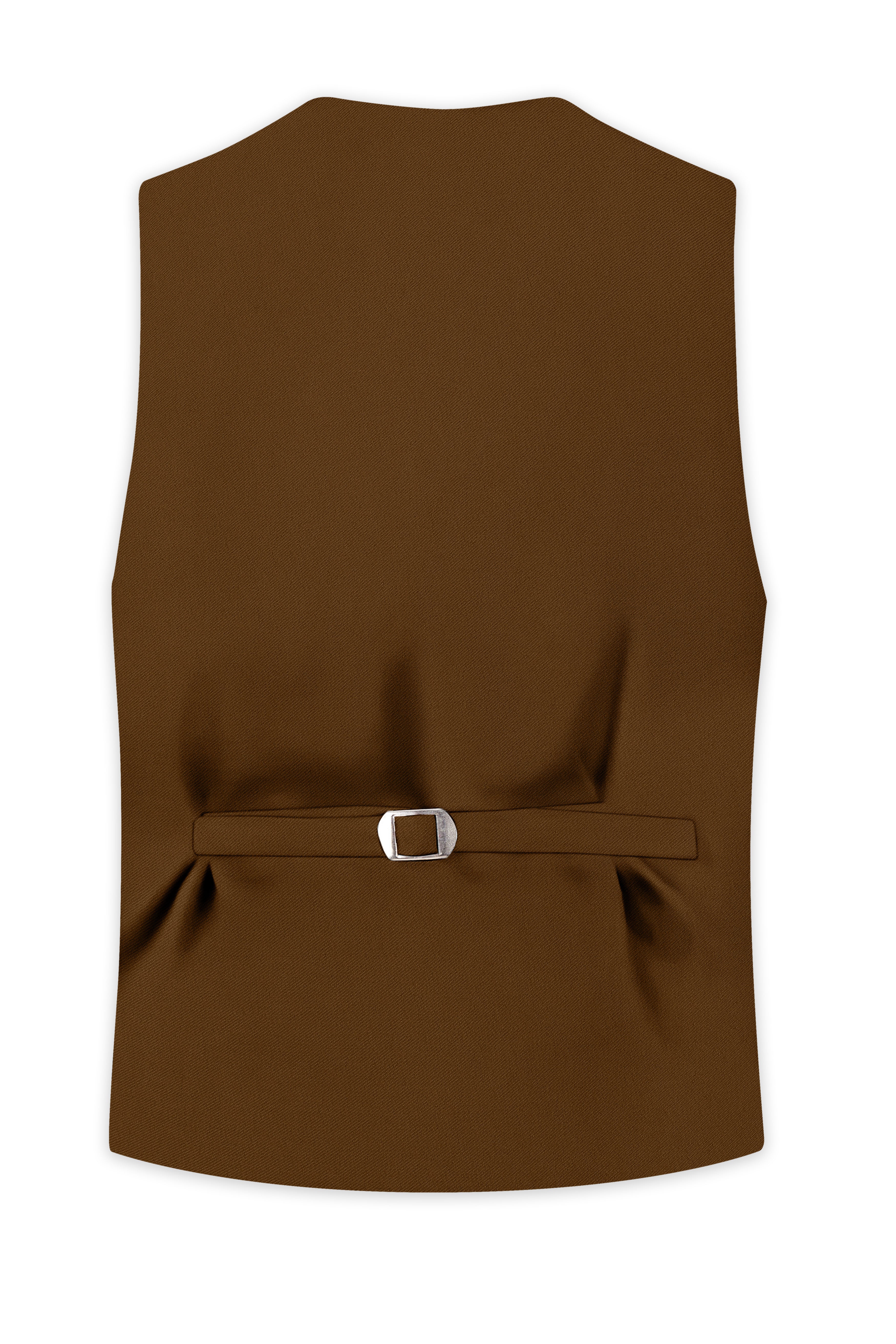 Sienna-Korean Derby Brown 4-Way Stretch Wrinkle-Free Fluid Drape Fabric Waistcoat