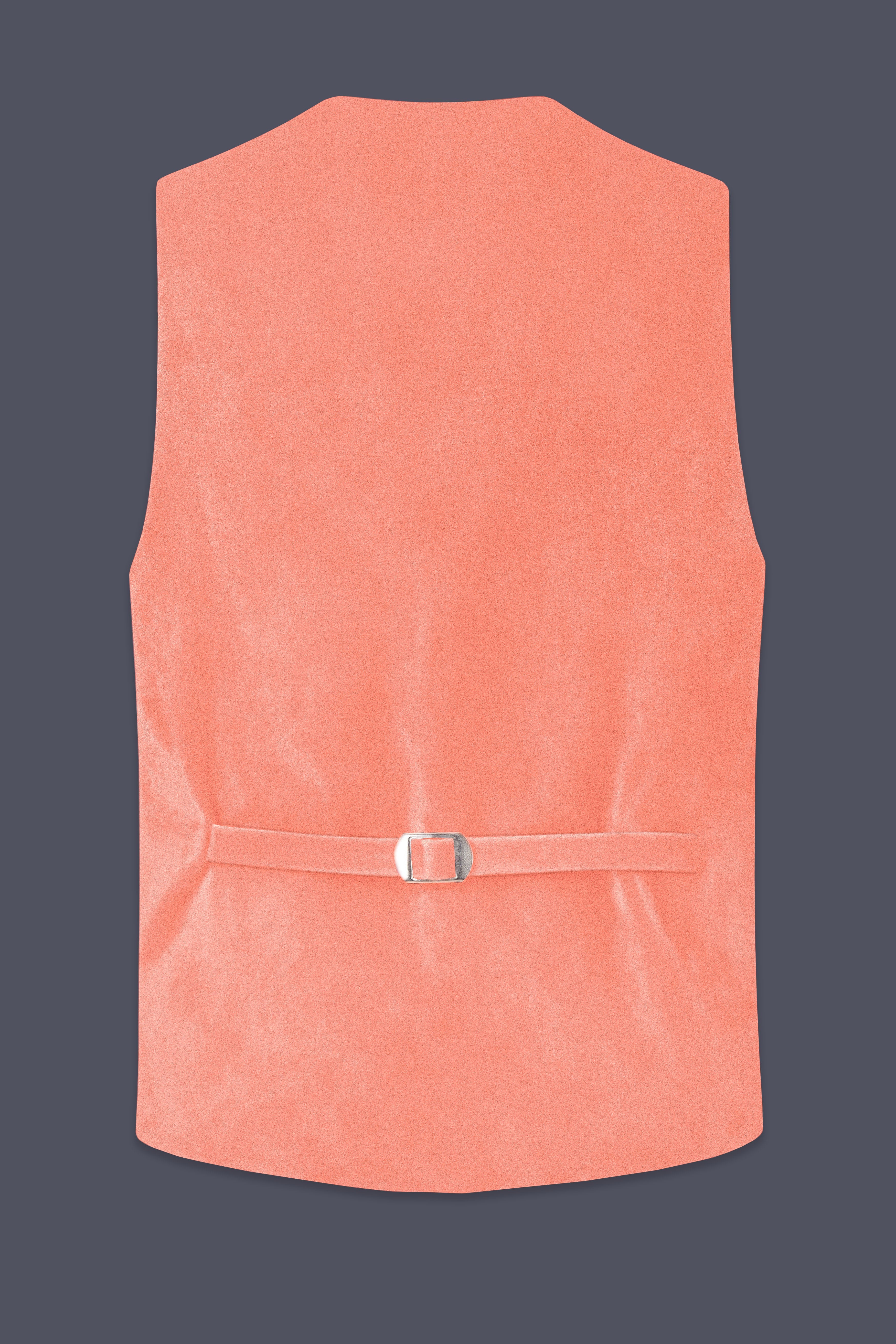Zyron-Salmon Orange Velvet Waistcoat