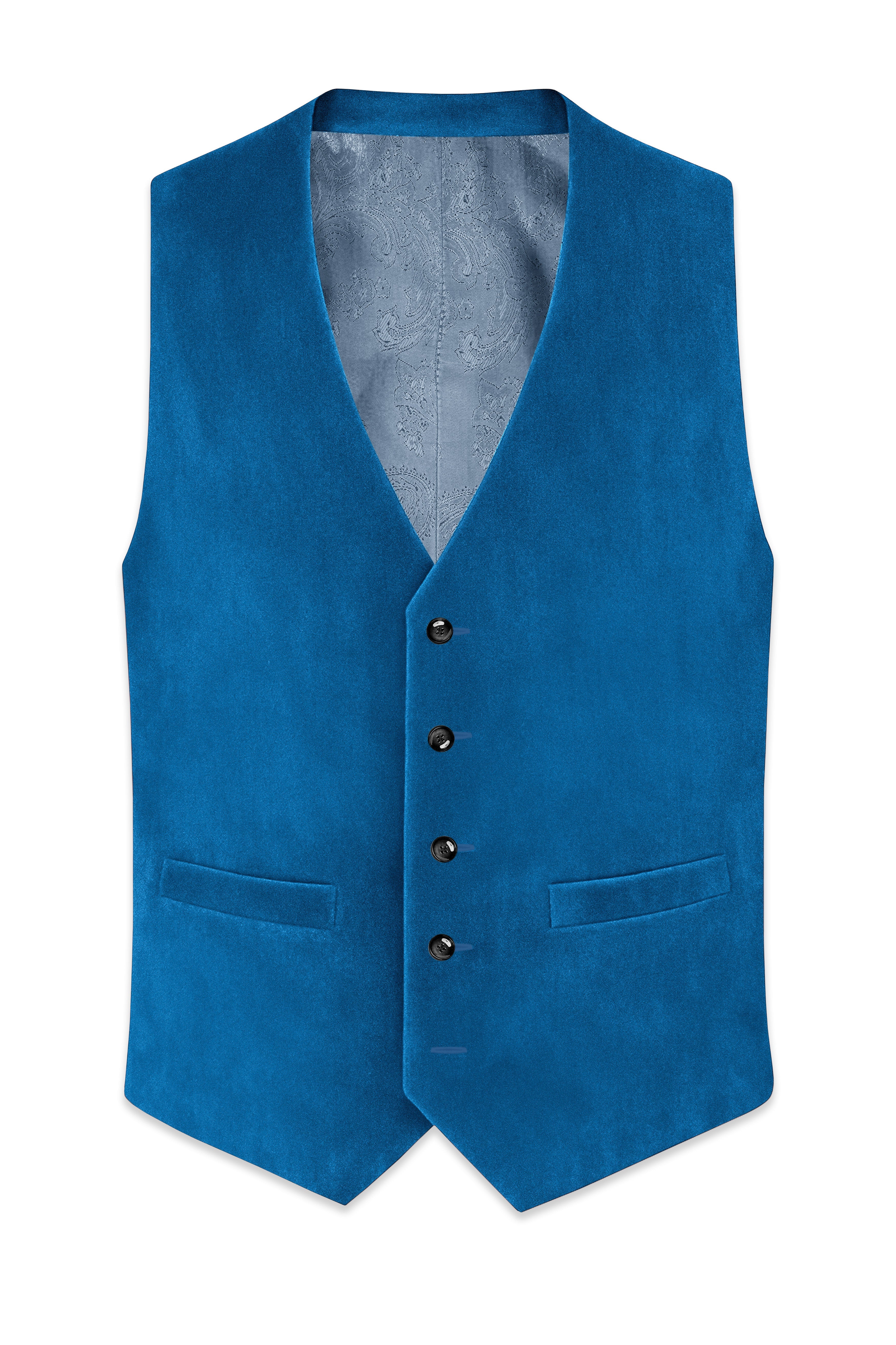 Orvian-Venice Blue Velvet Waistcoat