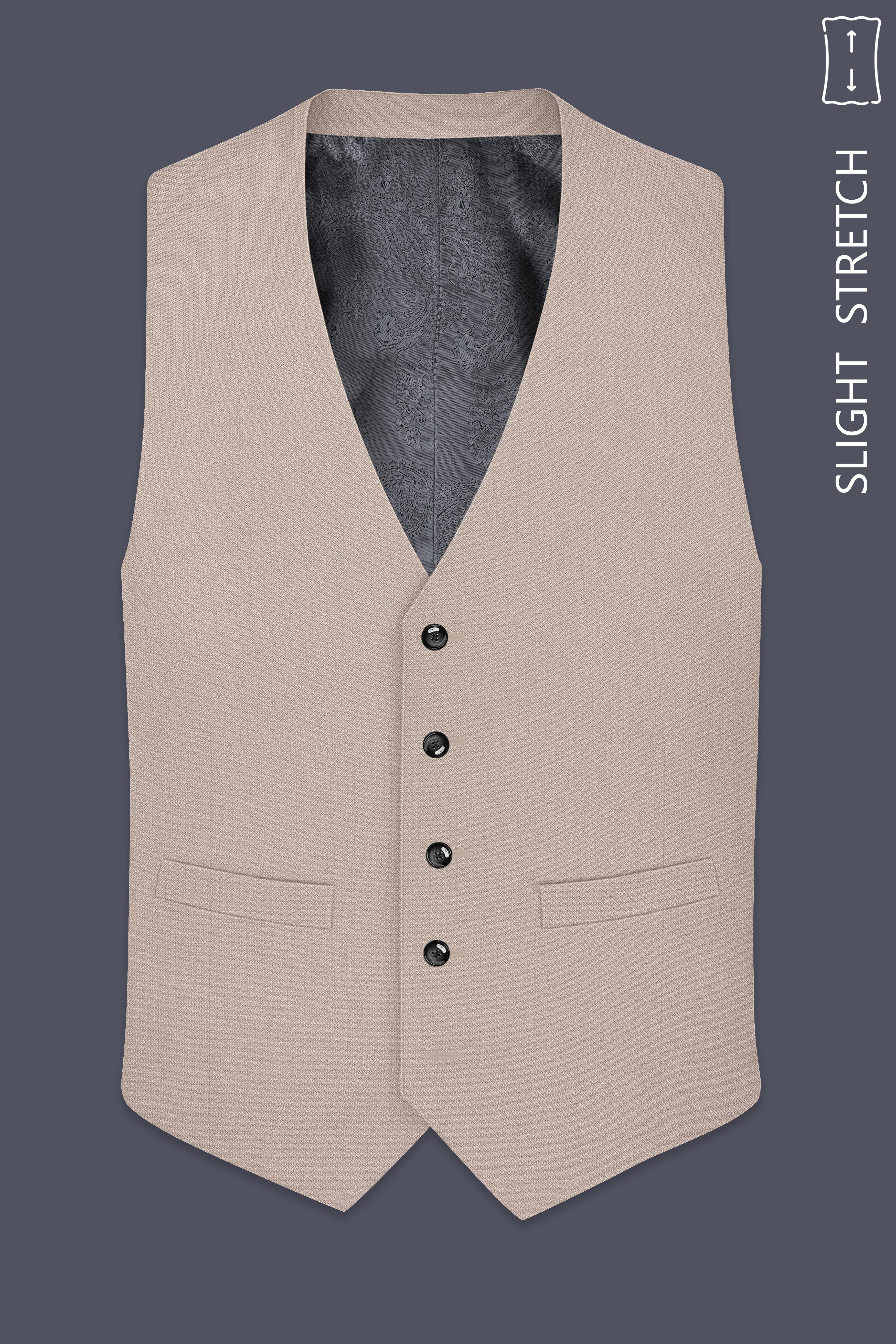 Vellum-Rodeo Cream Diamond Textured Wool Rich Slight Stretch Waistcoat