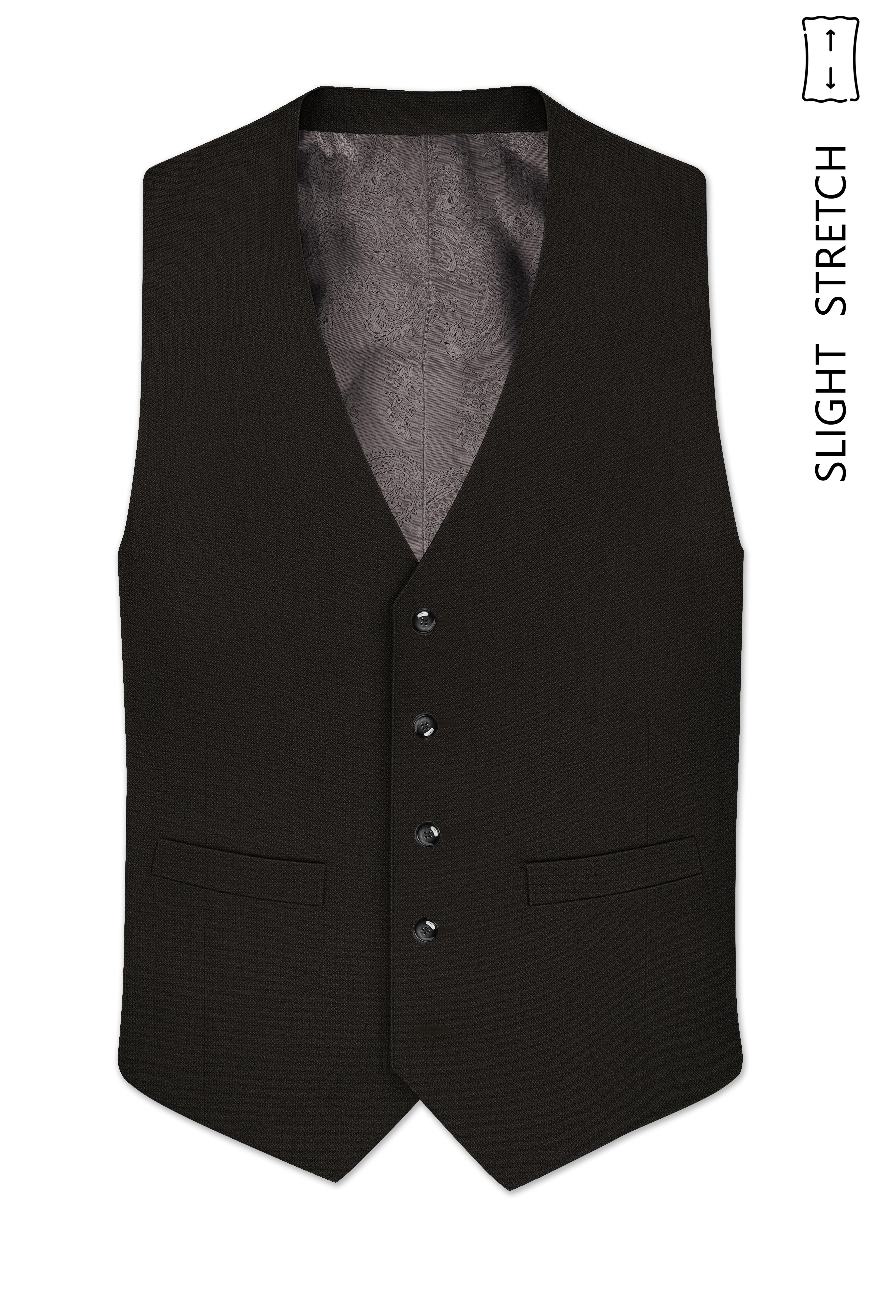 Velaro-Rangoon Green Diamond Textured Wool Rich Slight Stretch Waistcoat