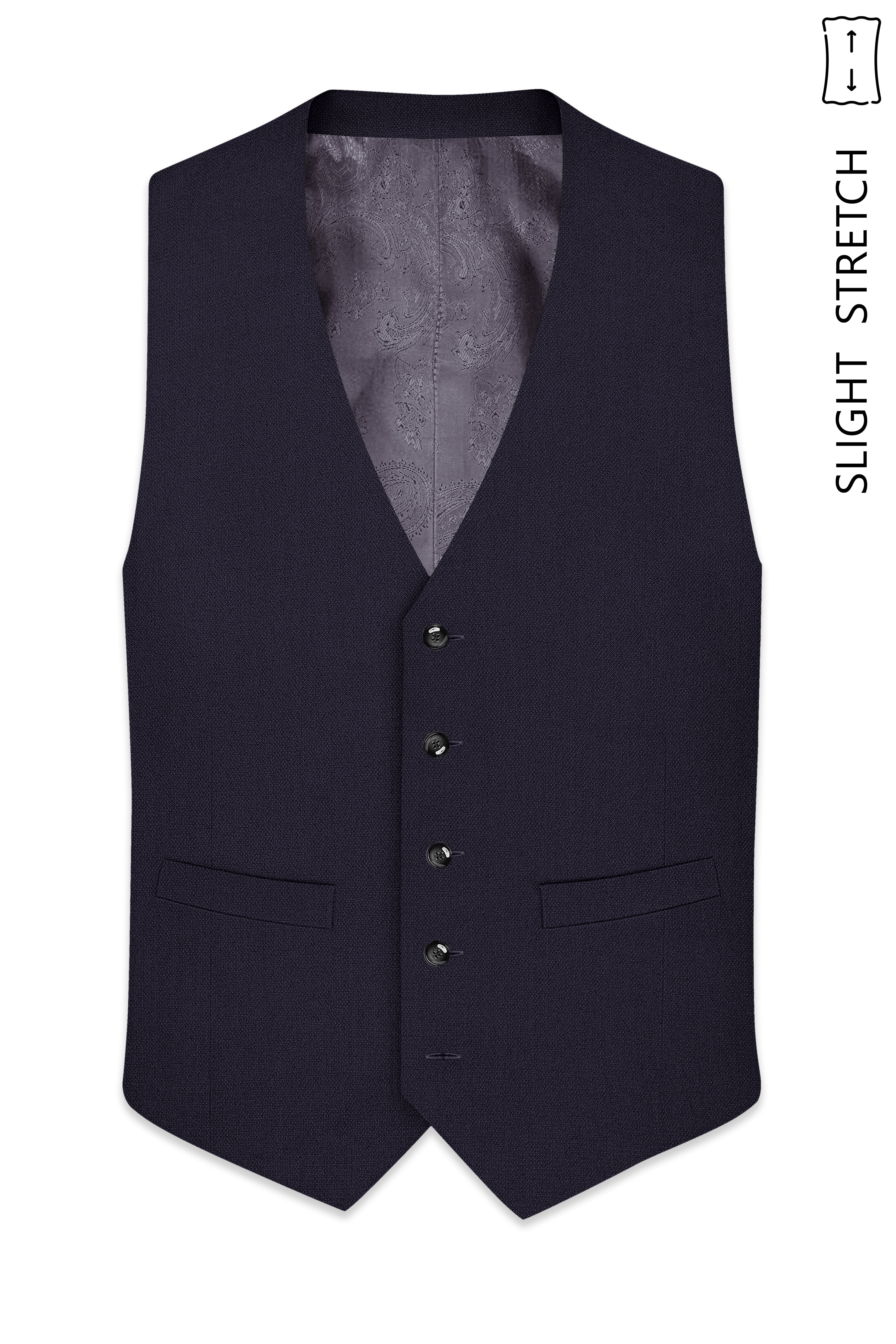 Vesper-Bastille Purple Diamond Textured Wool Rich Slight Stretch Waistcoat