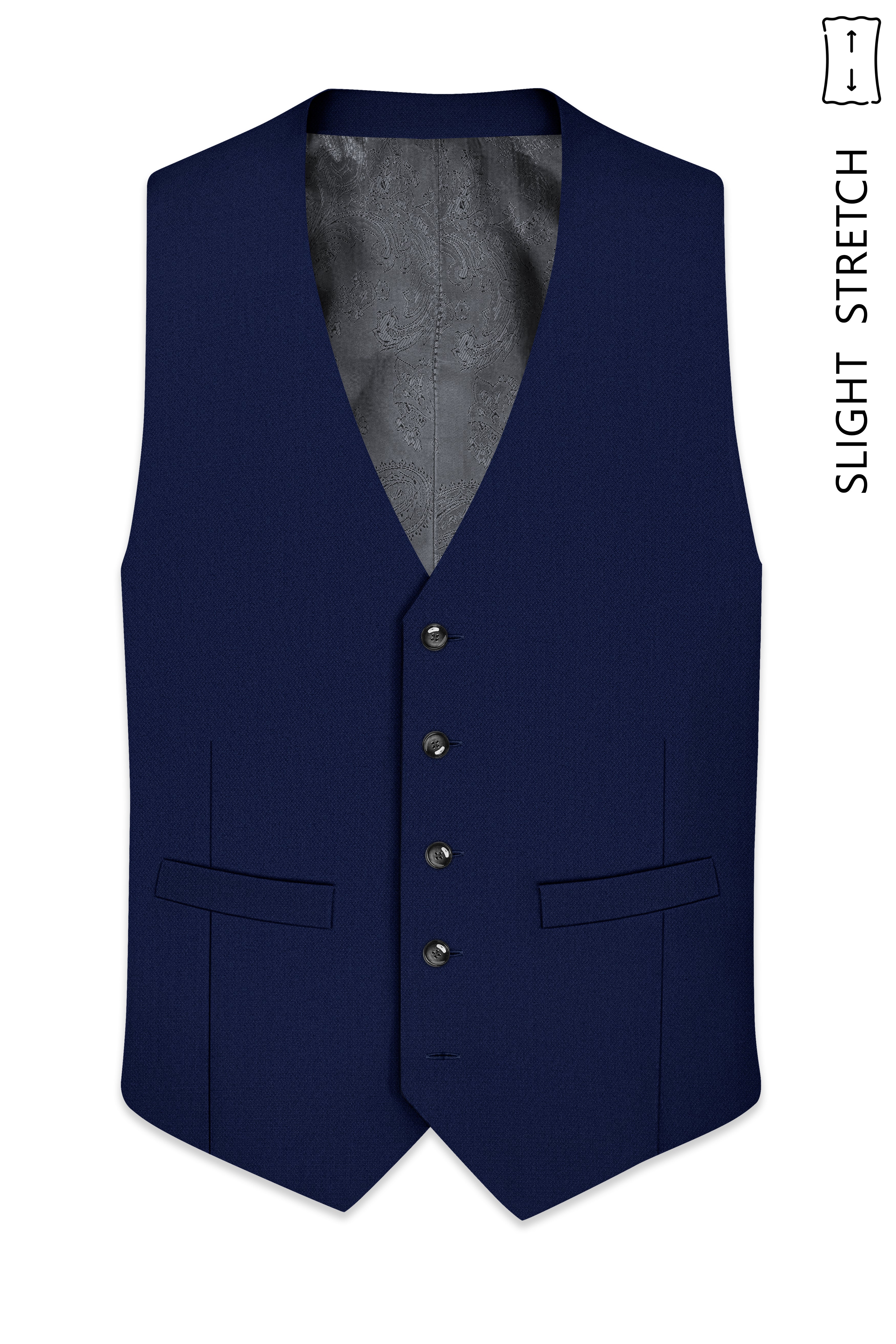 Orion-Vulcan Blue Diamond Textured Wool Rich Slight Stretch Waistcoat