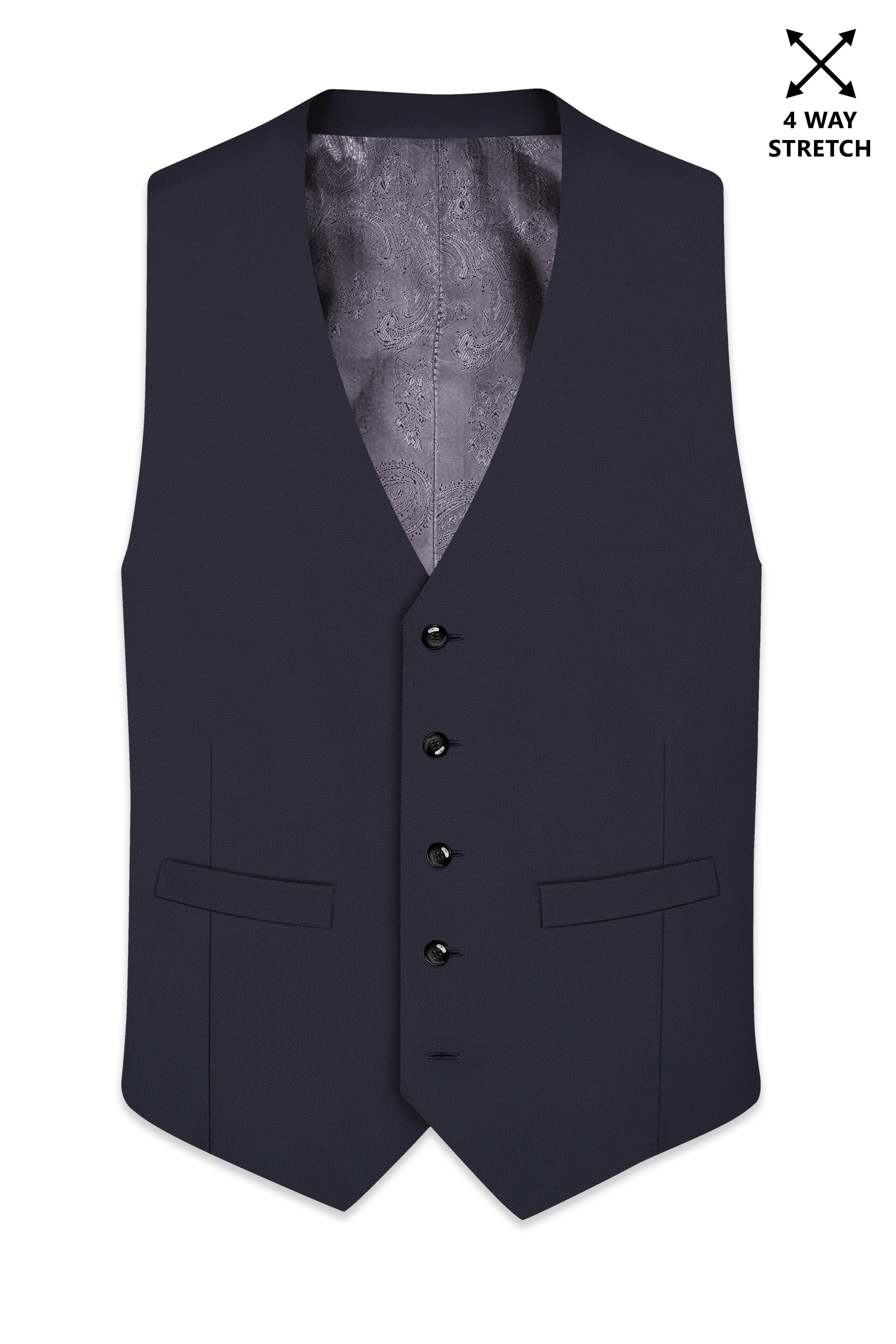 Kairo-Korean Charcoal Gray 4-Way Stretch Wrinkle-Free Wool Rich Waistcoat