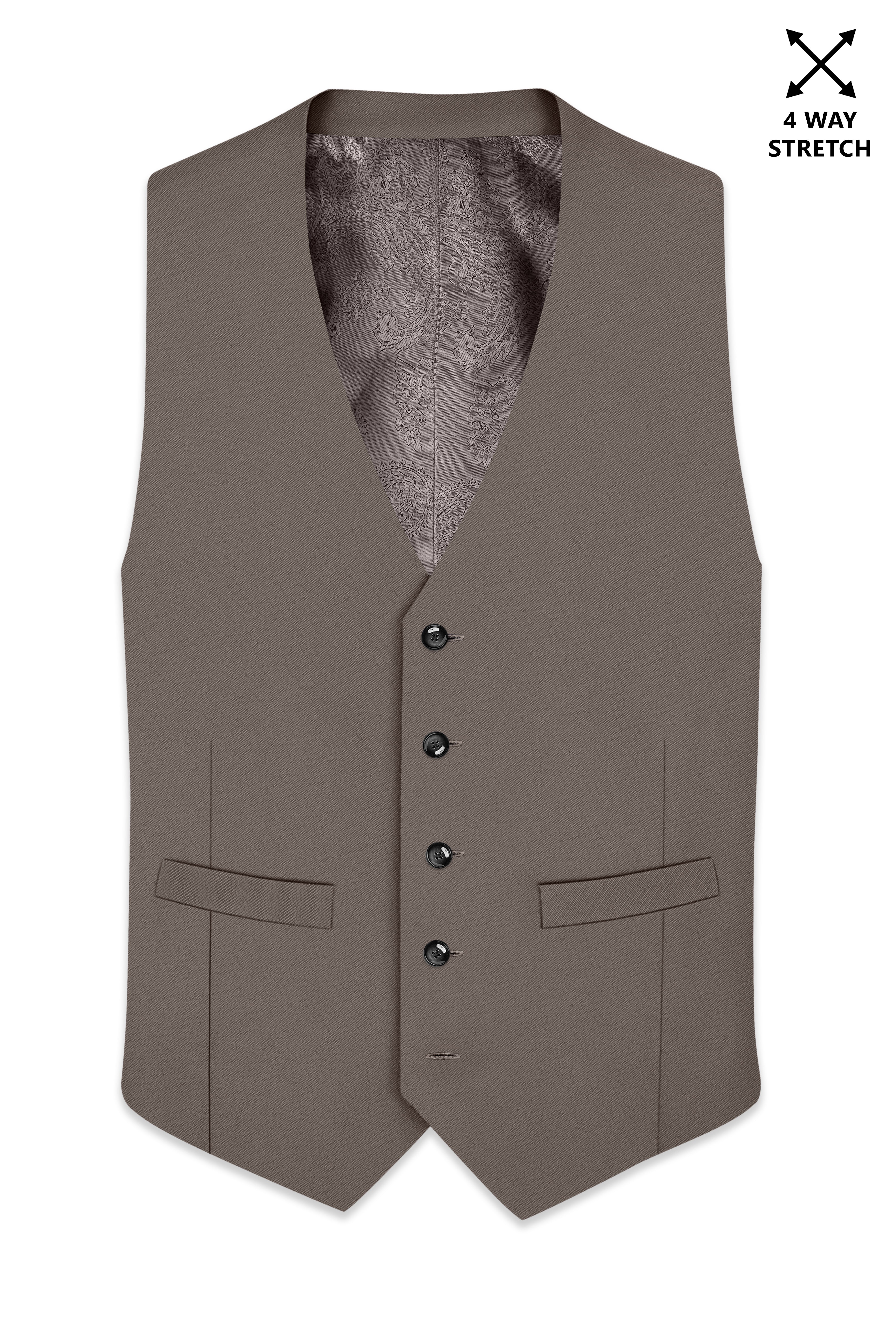 Monarch-Korean Flint Brown 4-Way Stretch Wrinkle-Free Wool Rich Waistcoat