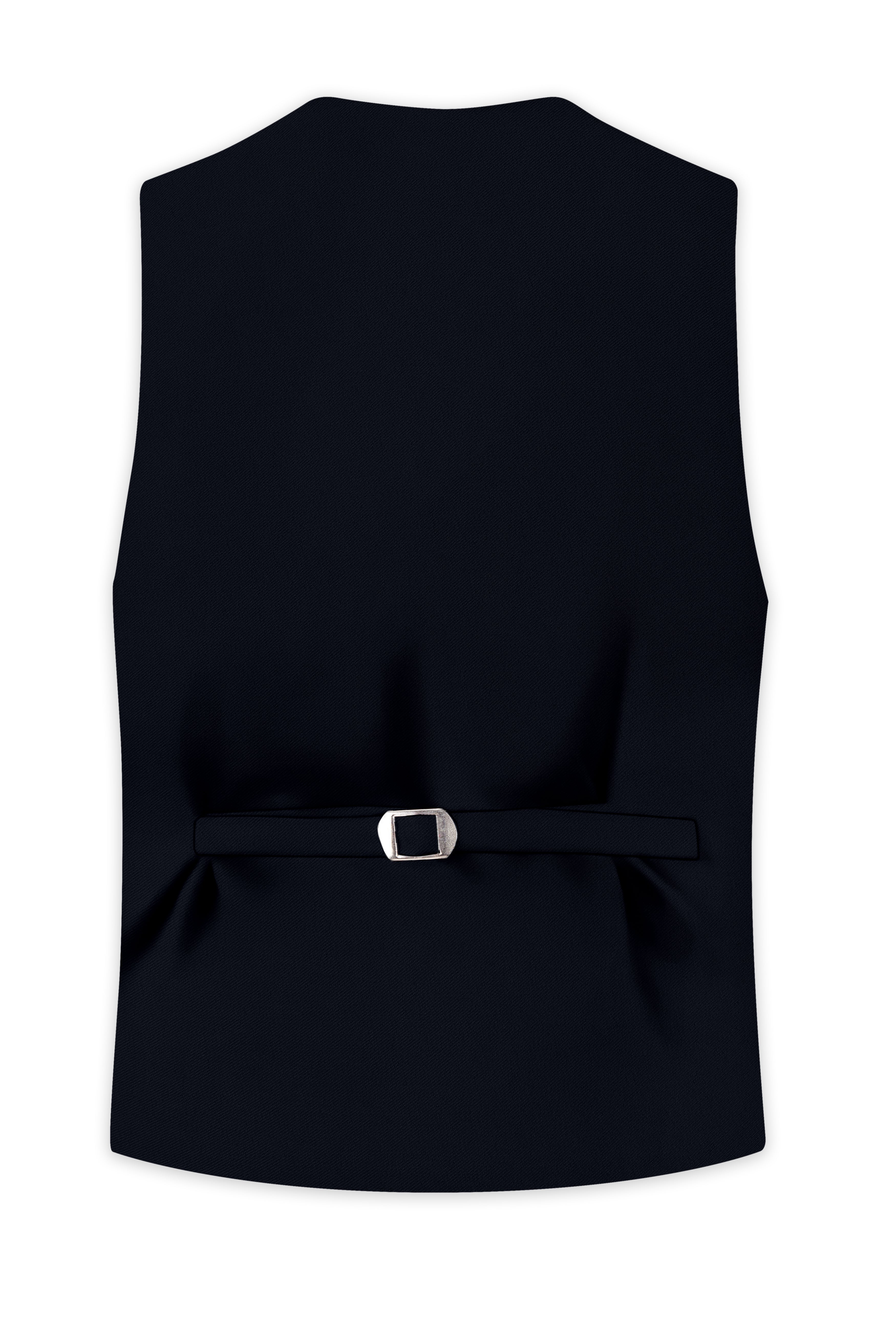 Nero-Korean Tealish Navy 4-Way Stretch Wrinkle-Free Wool Rich Waistcoat