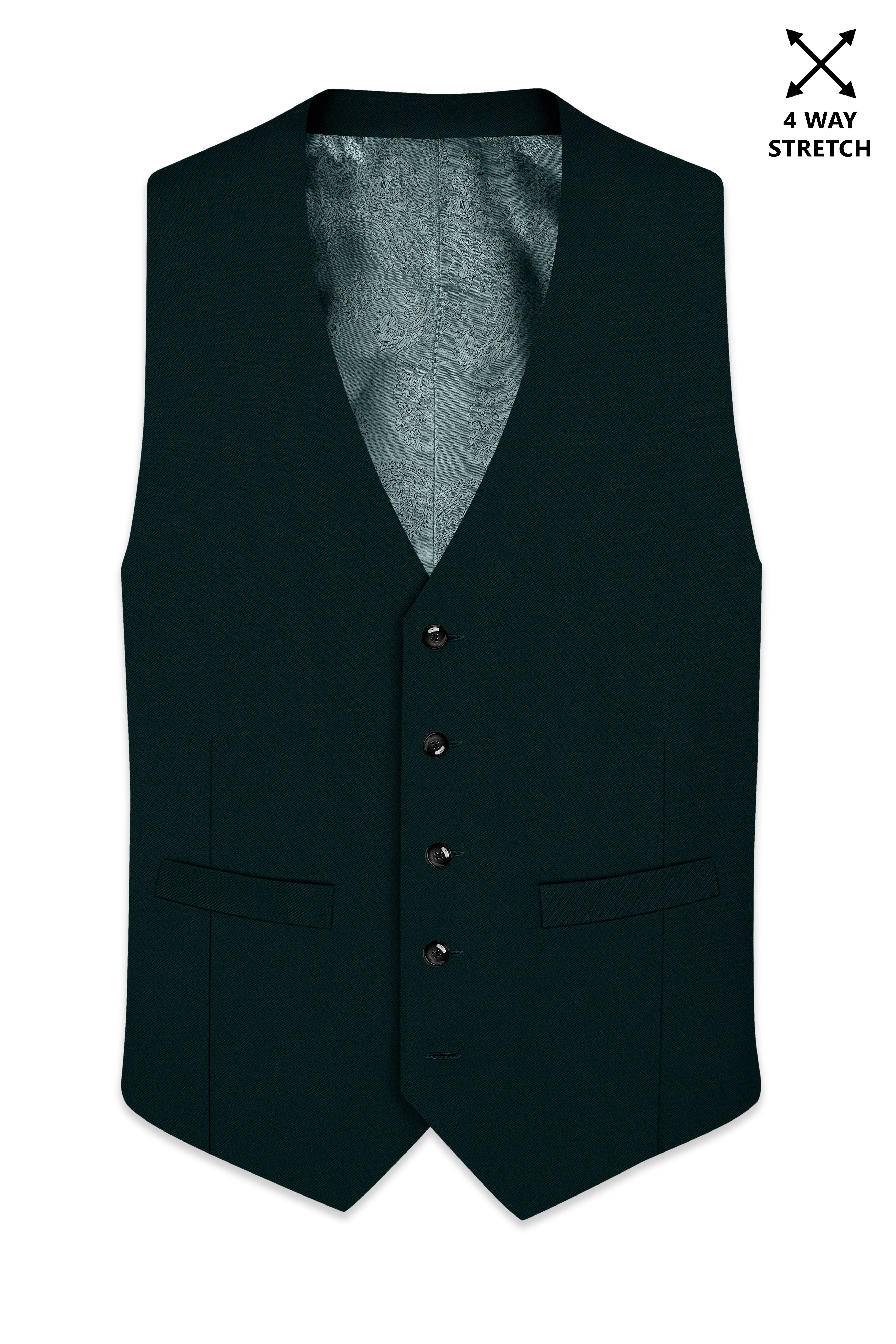 Terrain-Korean Swamp Green 4-Way Stretch Wrinkle-Free Wool Rich Waistcoat