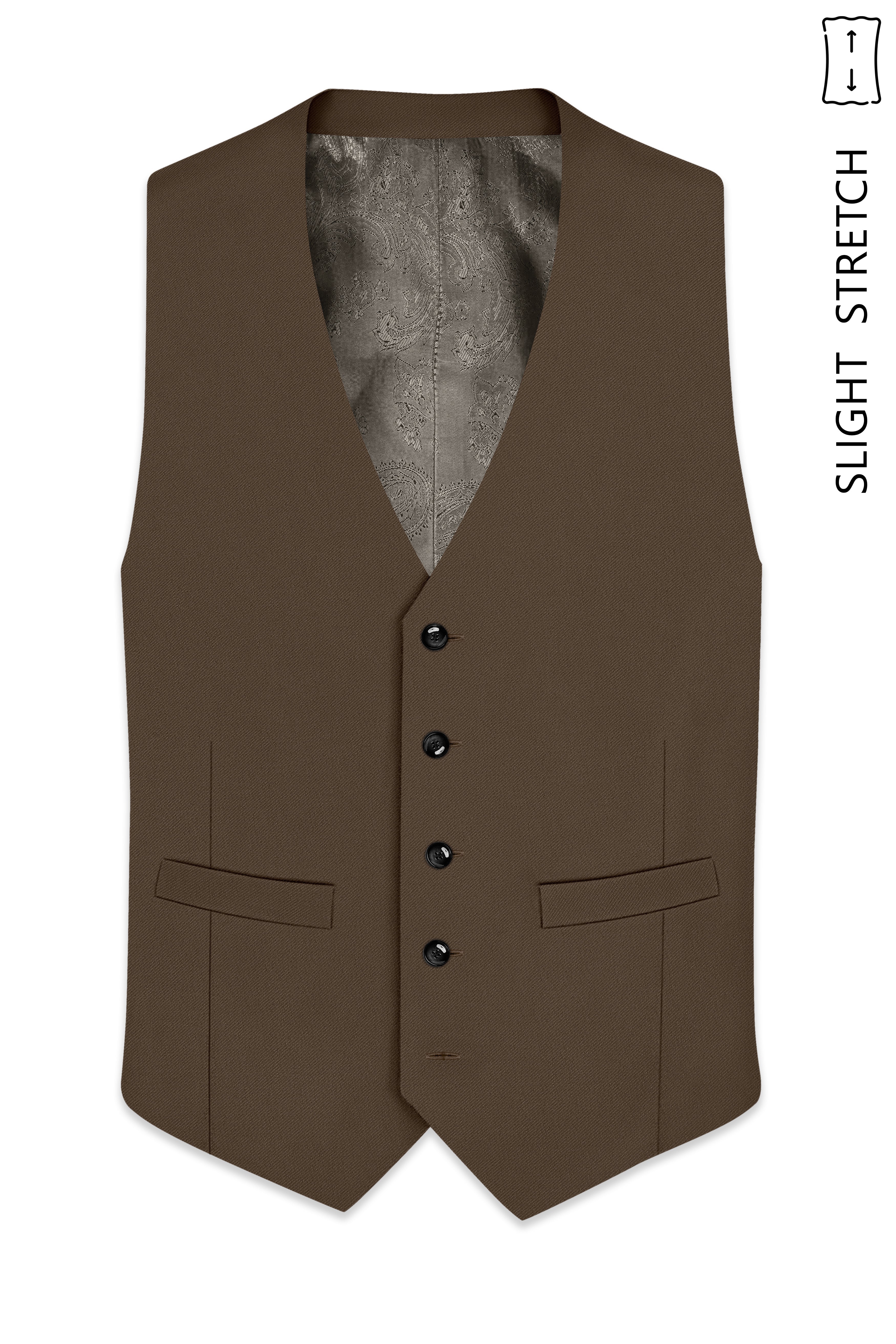 Prestige-Lisbon Brown Wool Rich Slight Stretch Waistcoat