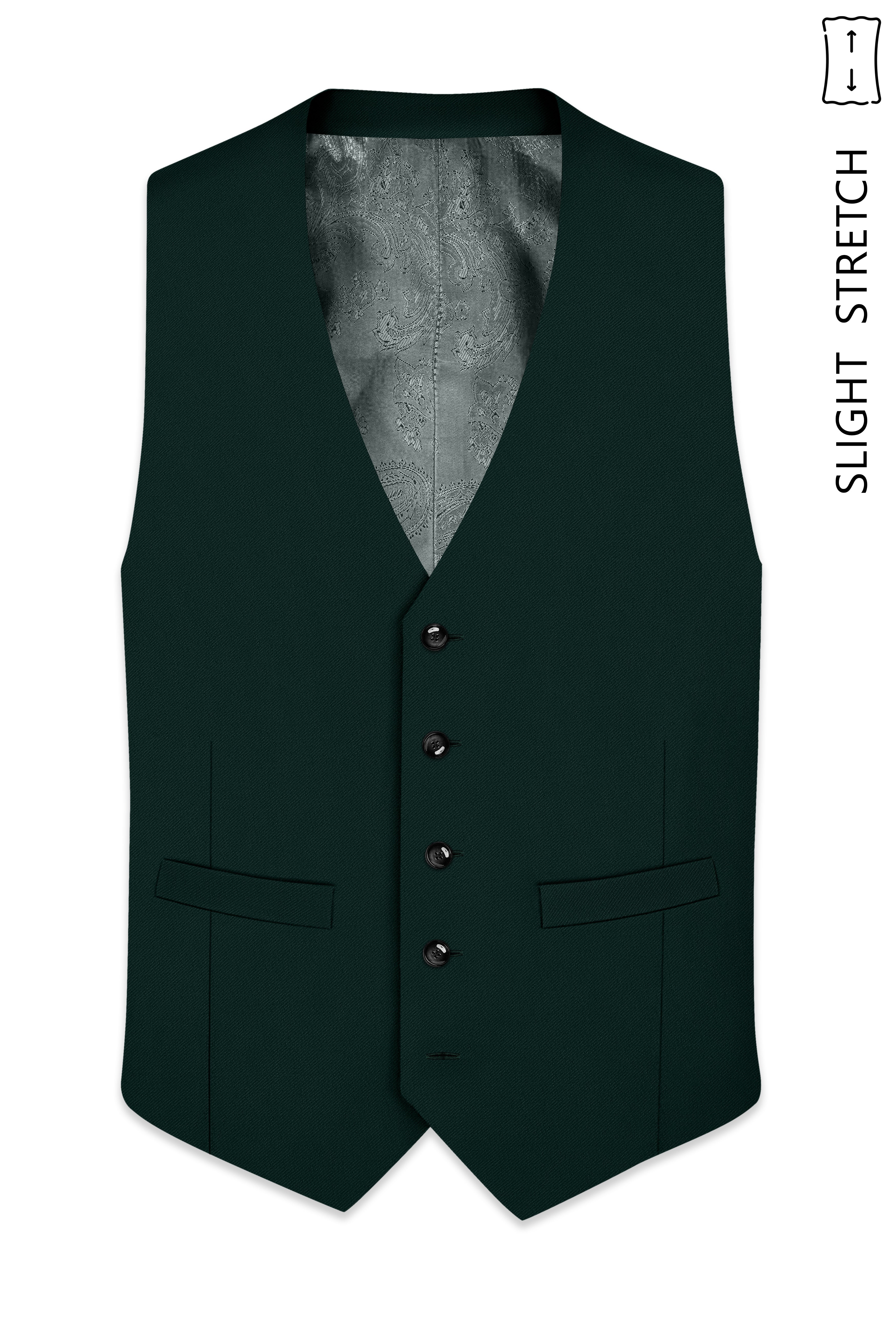 Lustre-Emerald Green Wool Rich Slight Stretch Waistcoat