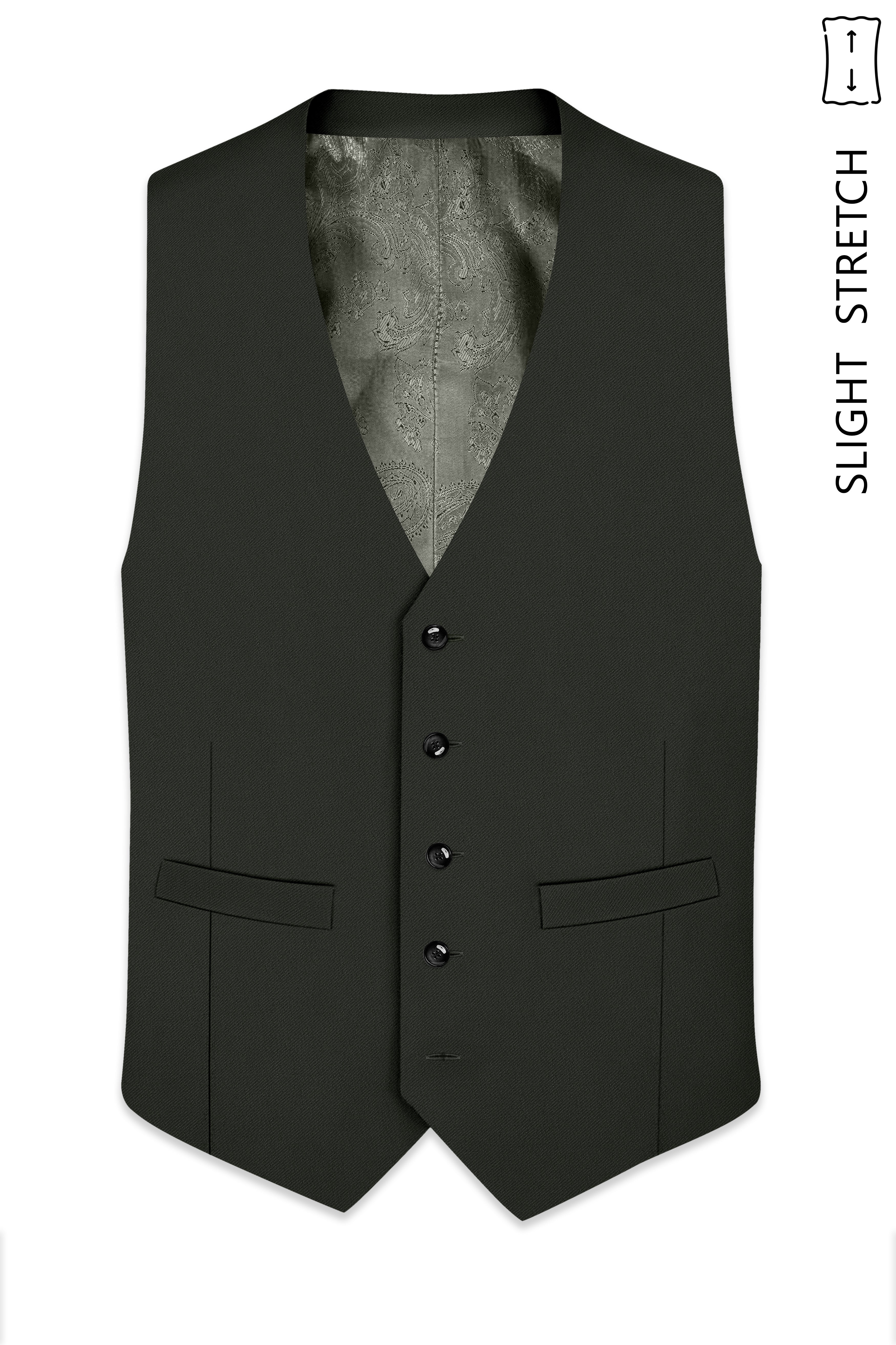Apex-Piano Green Wool Rich Slight Stretch Waistcoat