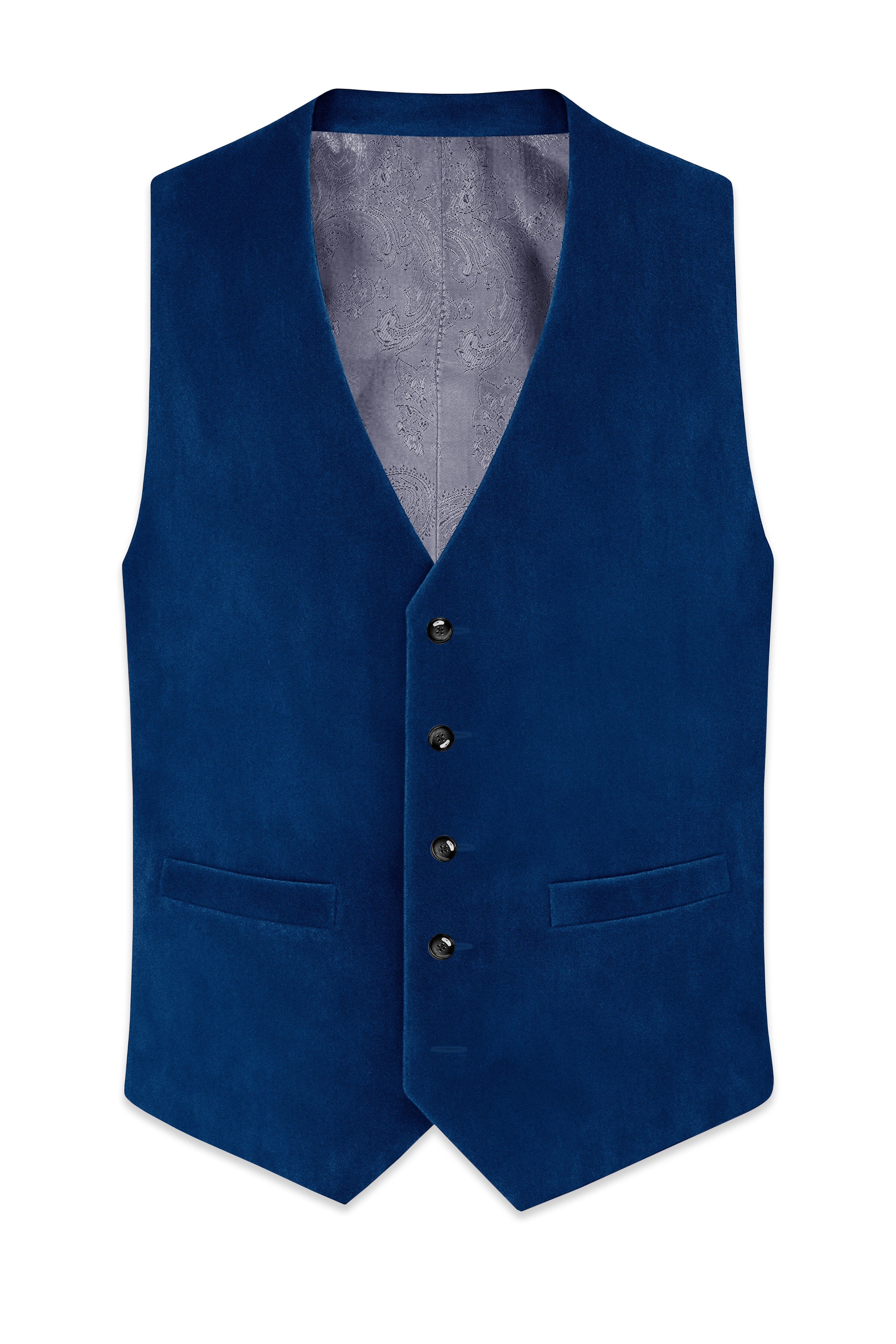 Caspian-Downriver Blue Velvet Waistcoat
