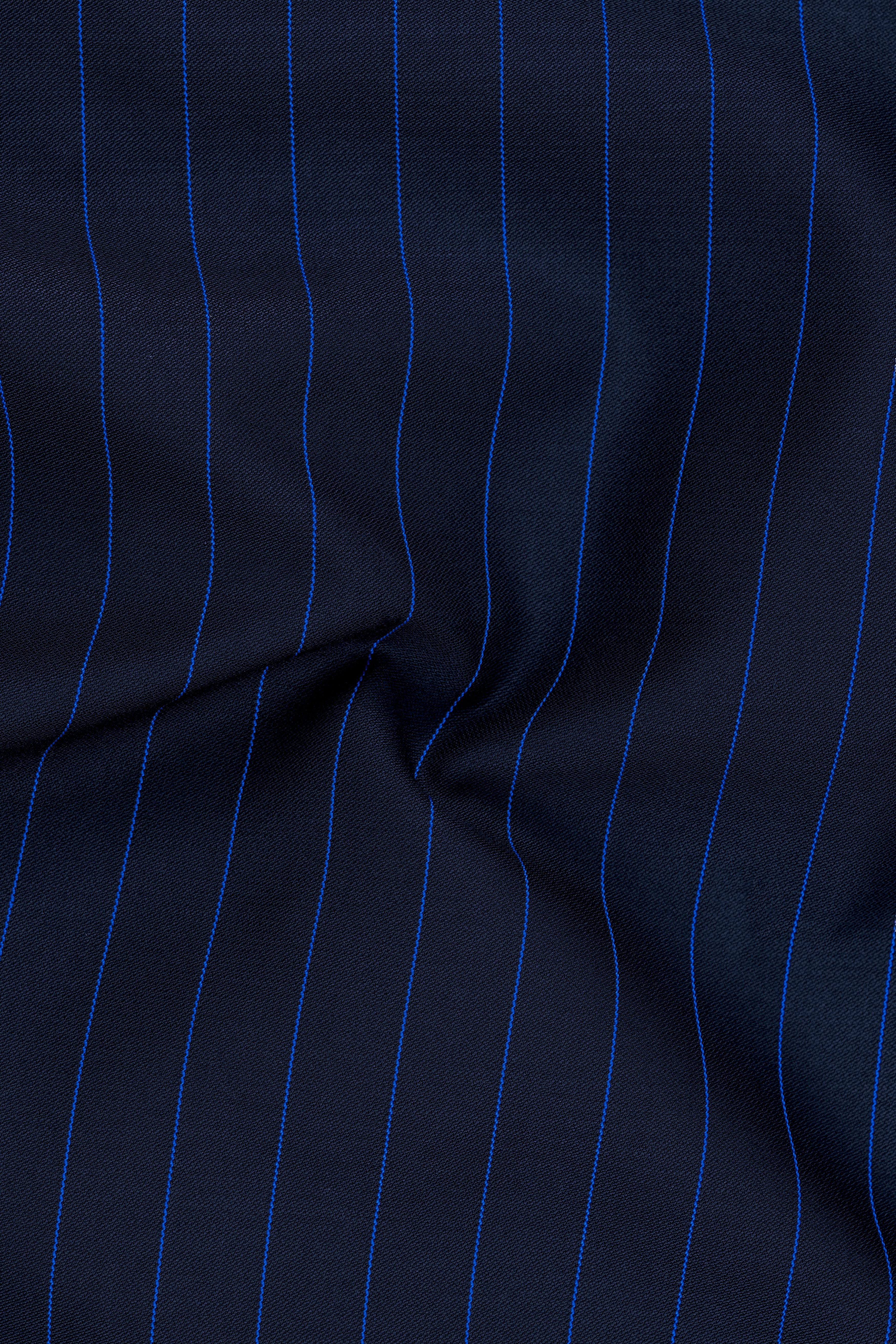 Strivon-Tealish Blue Chalk Striped Wool Rich Slight Stretch Waistcoat
