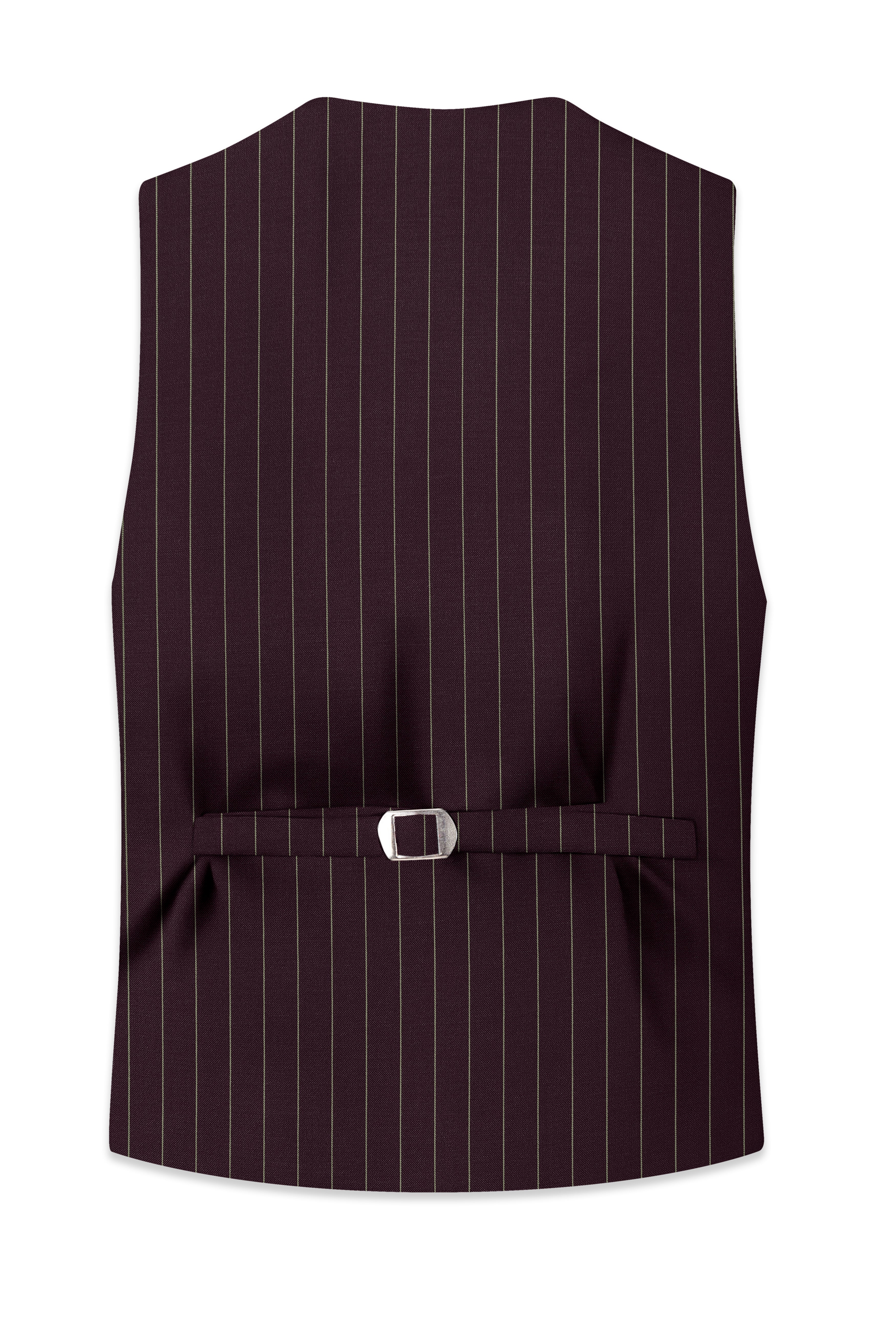 Valiant-Seal Maroon And Bright White Chalk Striped Wool Rich Slight Stretch Waistcoat