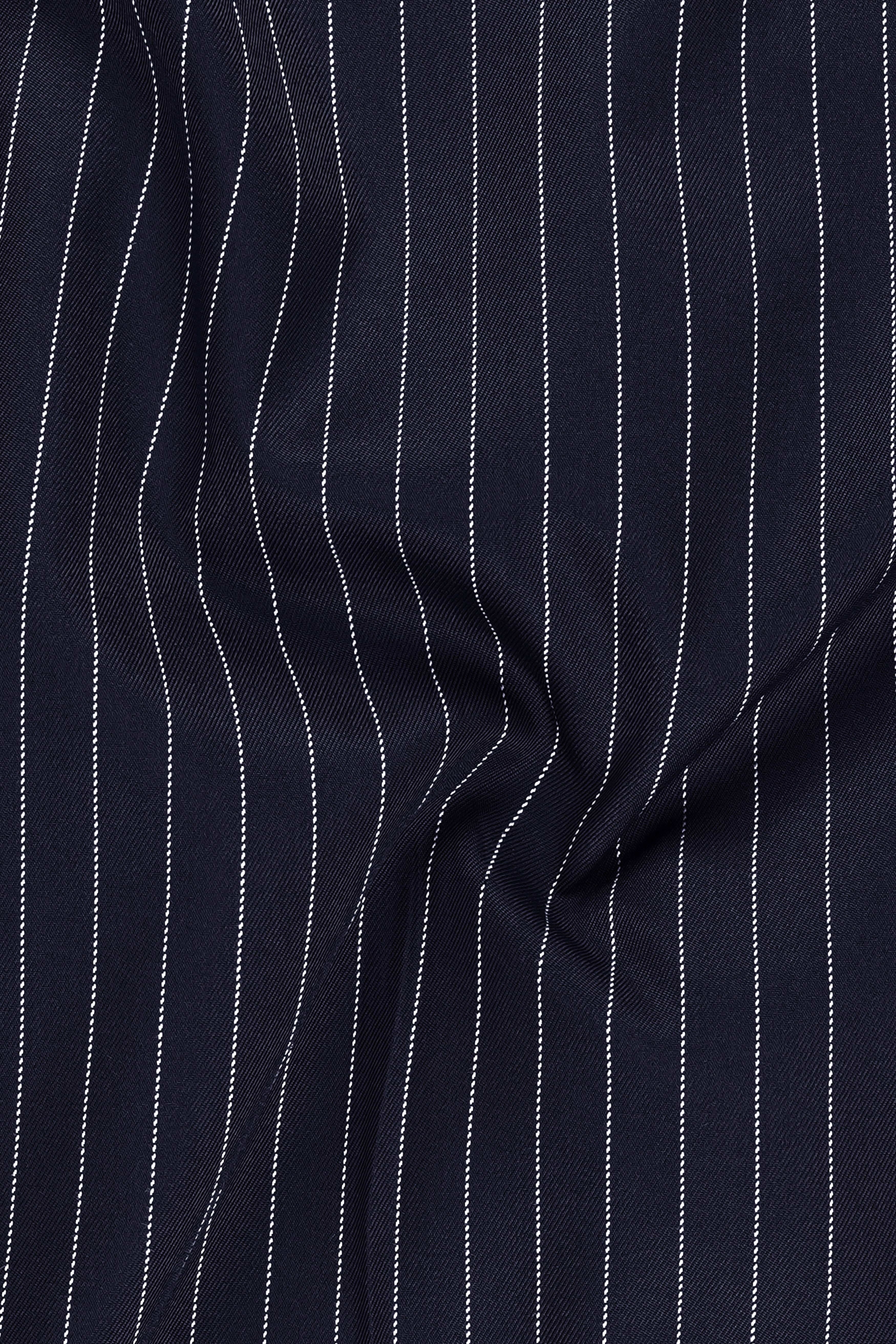 Aurelius-Cinder Blue Bright White Chalk Striped Wool Rich Slight Stretch Waistcoat