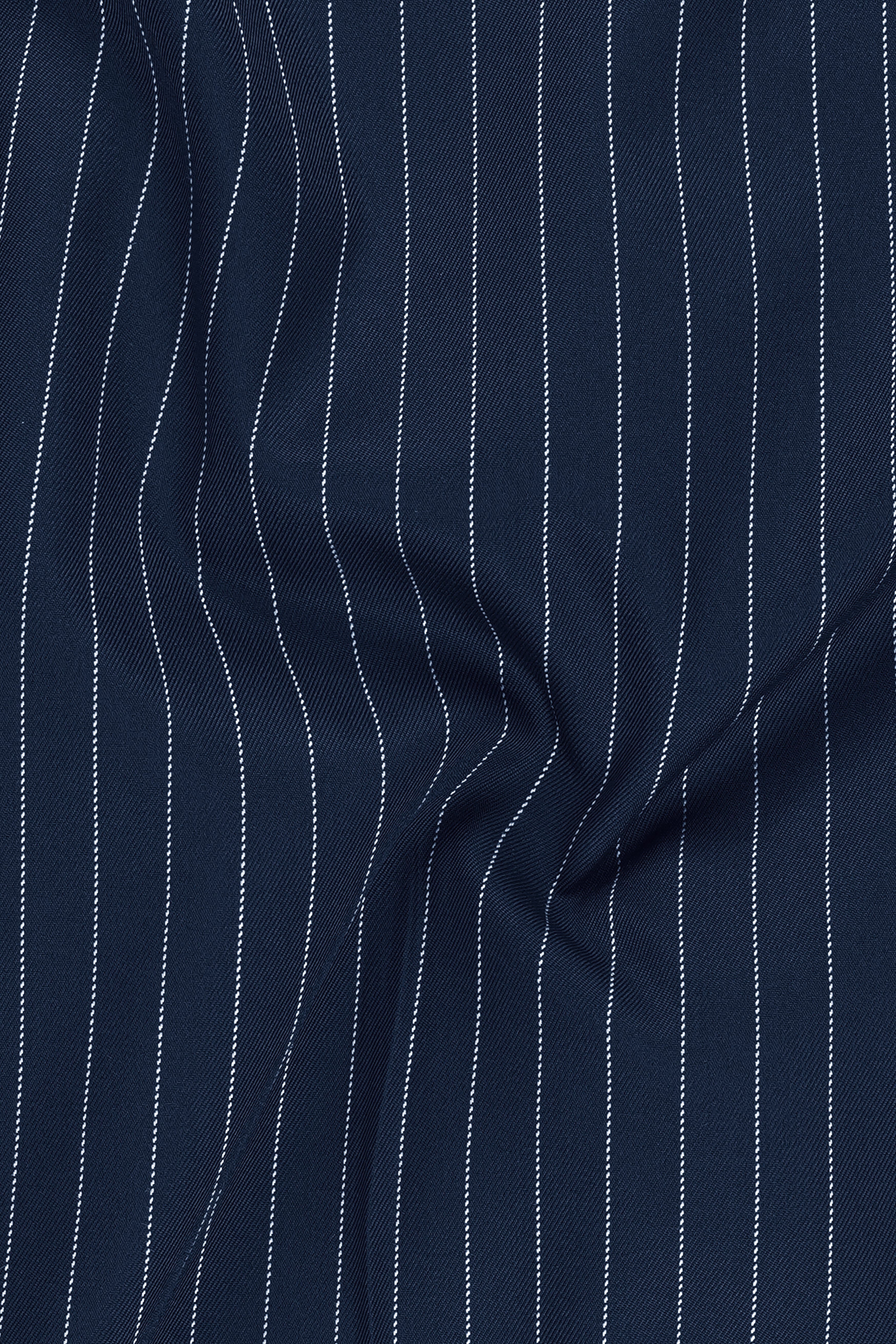 Veritus-Zodiac Blue And Bright White Chalk Striped Wool Rich Slight Stretch Waistcoat