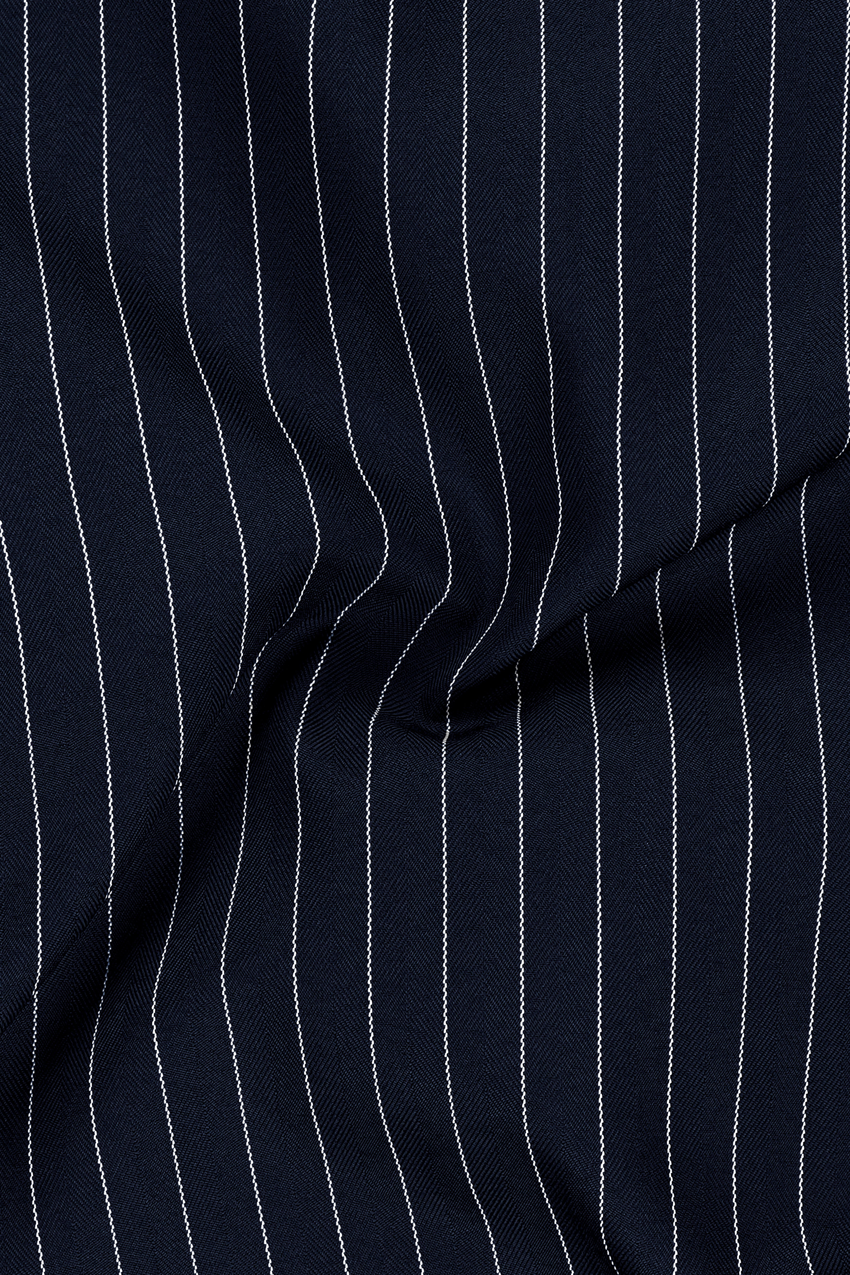 Echelon-Vulcan Blue Herringbone Striped Wool Rich Slight Stretch Waistcoat