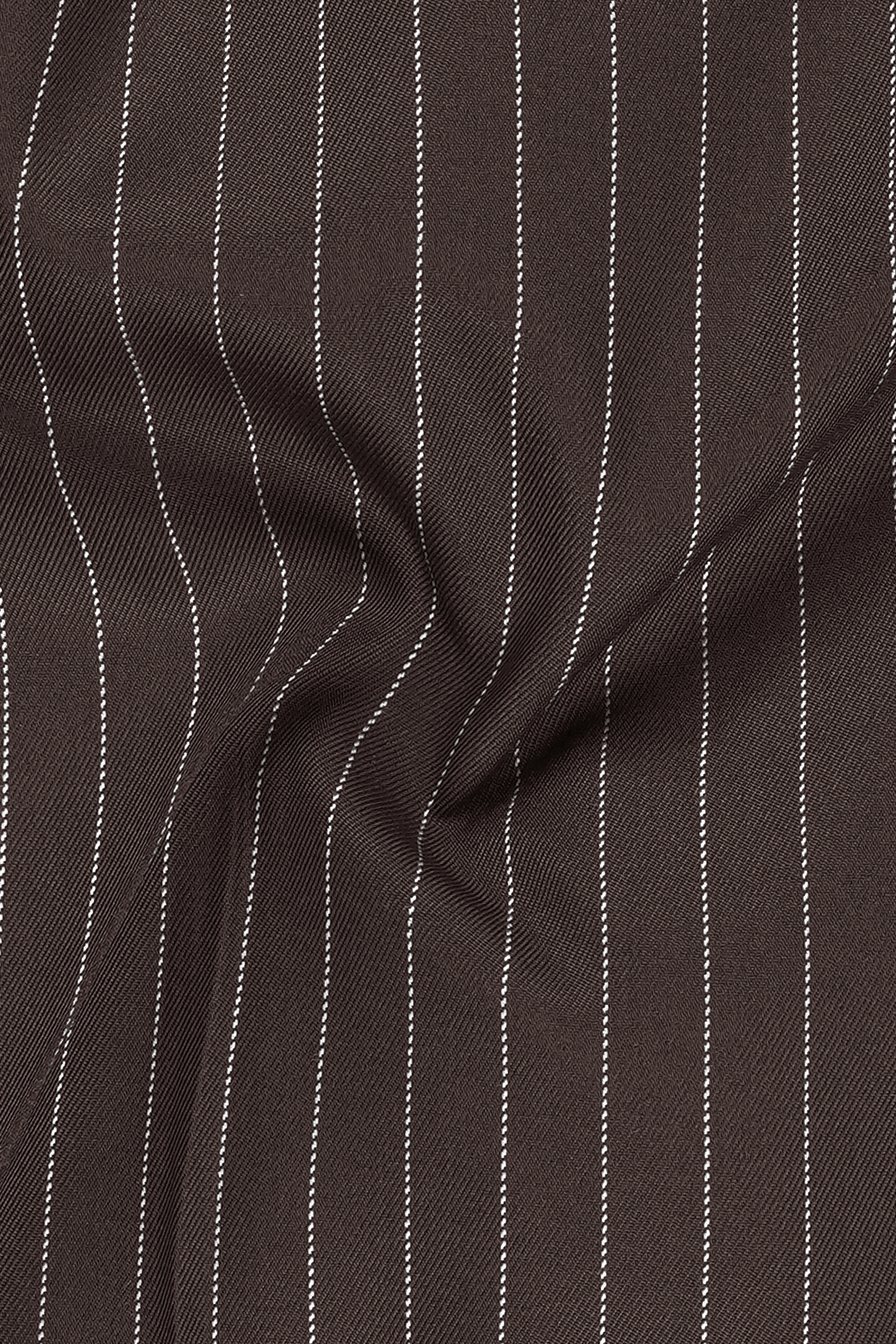 Sovereign-Umber Brown And Bright White Chalk Striped Wool Rich Slight Stretch Waistcoat