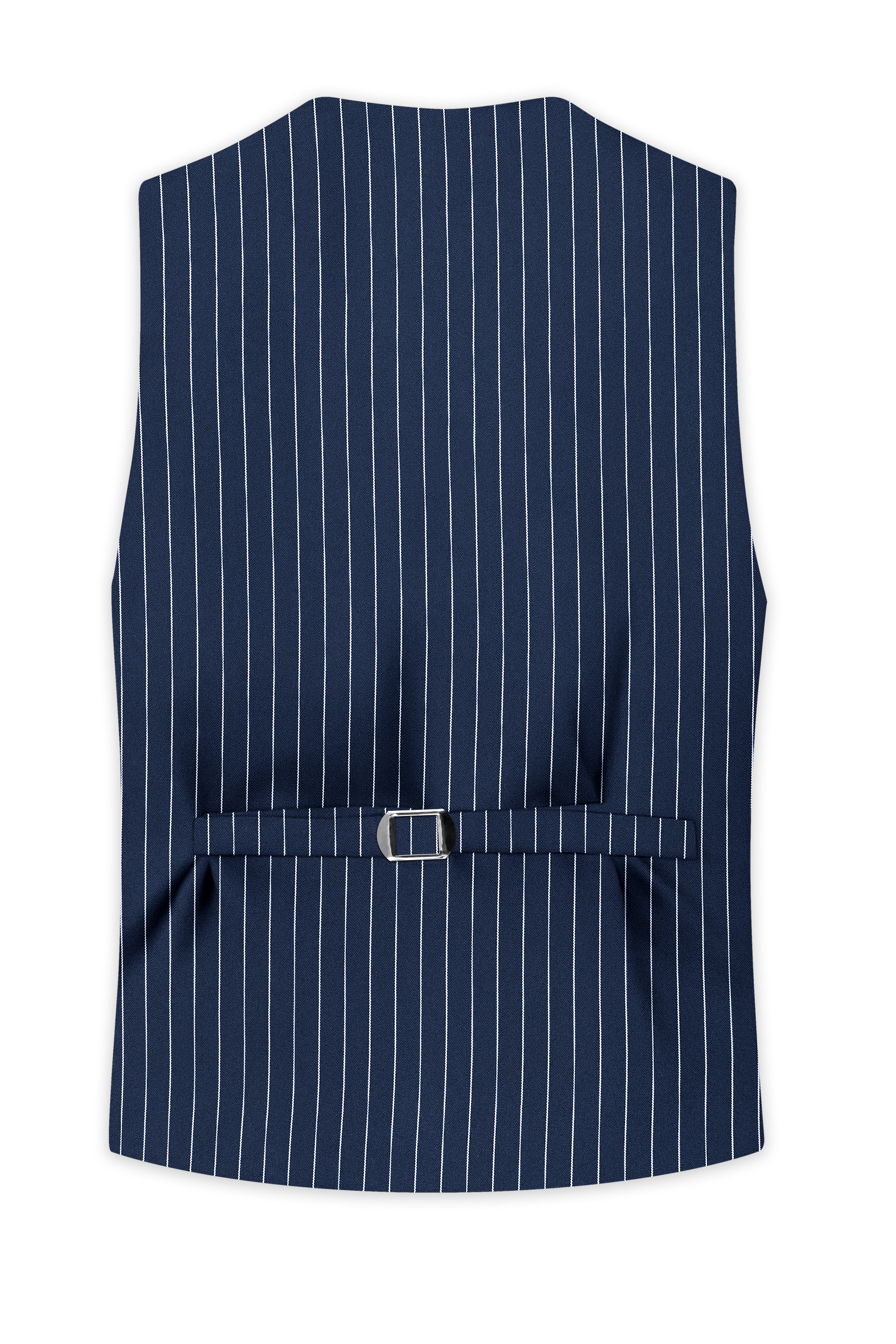 Astris-Space Blue Herringbone Striped Wool Rich Slight Stretch Waistcoat