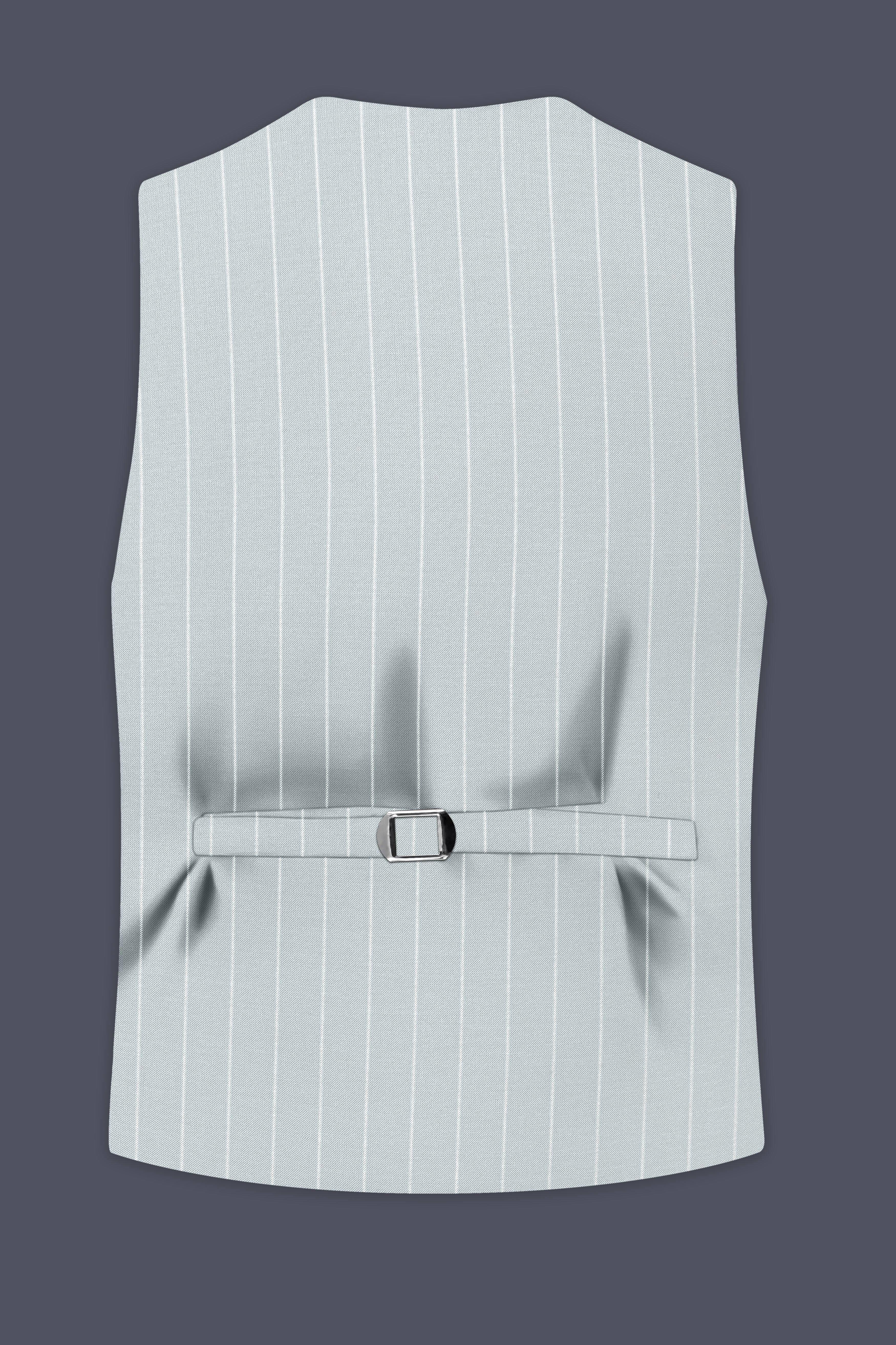 Slate-Tiara Gray And Bright White Chalk Striped Wool Rich Slight Stretch Waistcoat