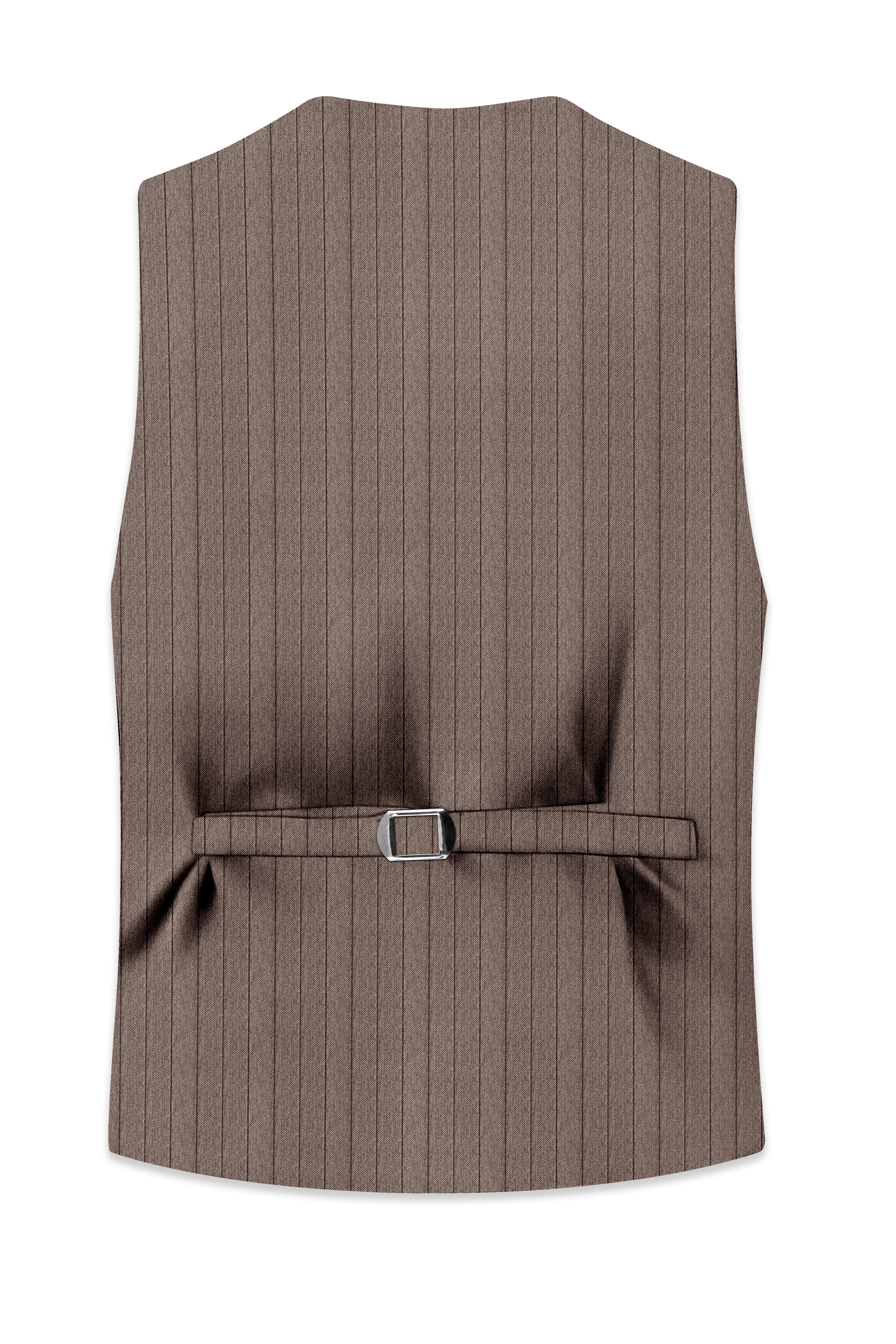 Obsidian-Fuscous Brown And Jade Black Chalk Striped Wool Rich Slight Stretch Waistcoat