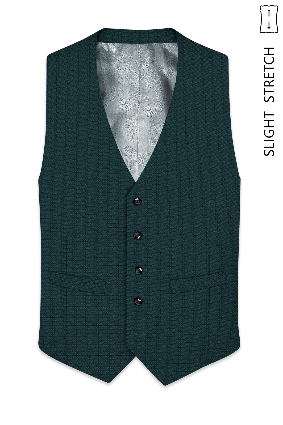 Facet-Dianne Green Diamond Textured Wool Rich Slight Stretch Waistcoat
