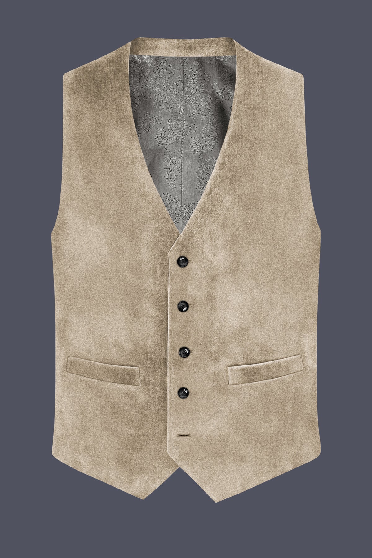 Lustre-Napa Cream Velvet Waistcoat