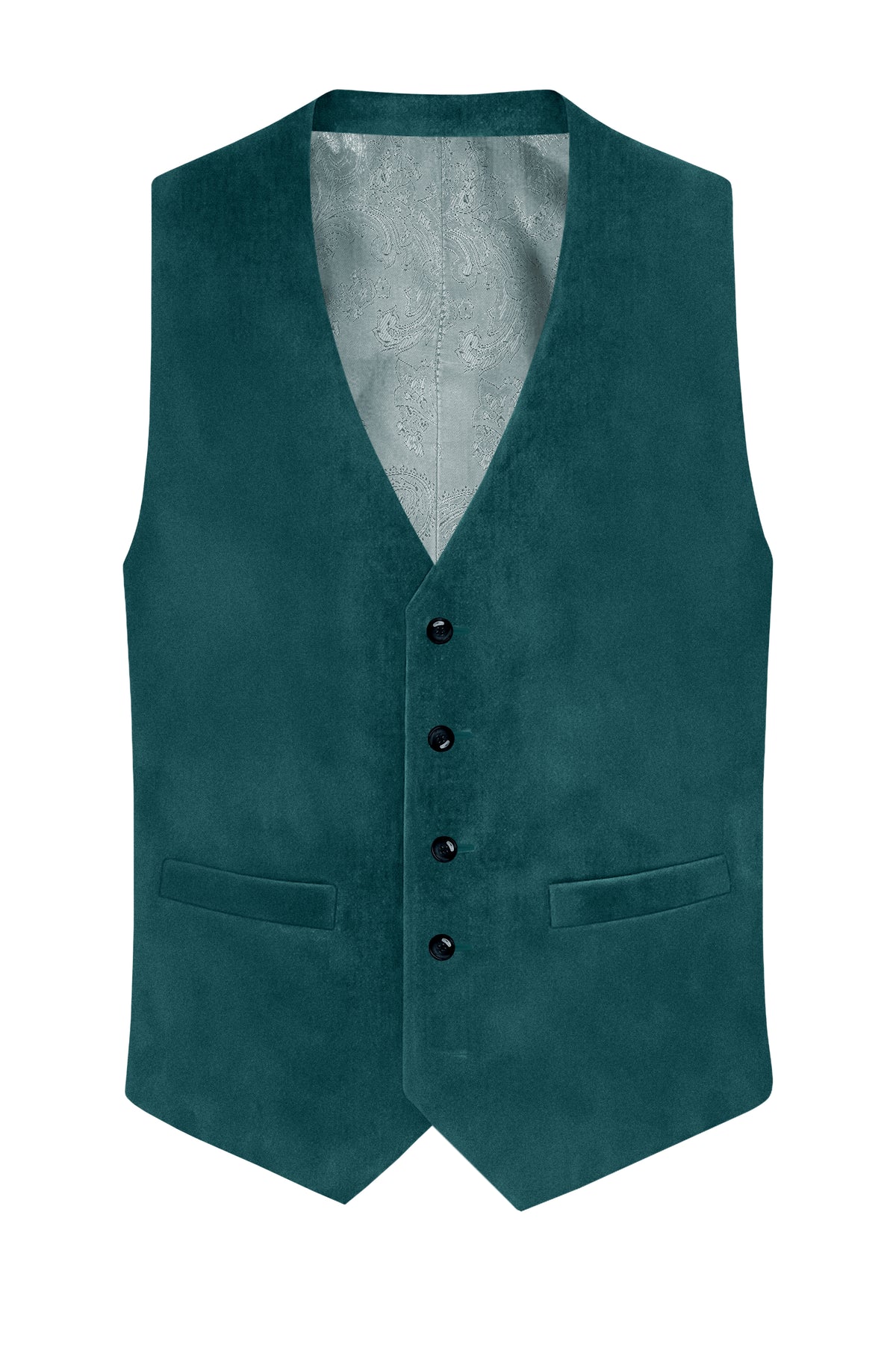 Verdant-Teal Green Velvet Waistcoat