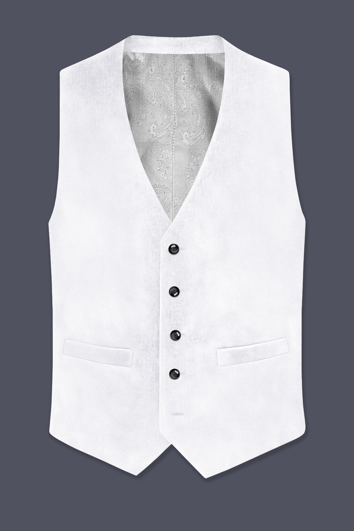 Alabaster-Bright White Velvet Waistcoat