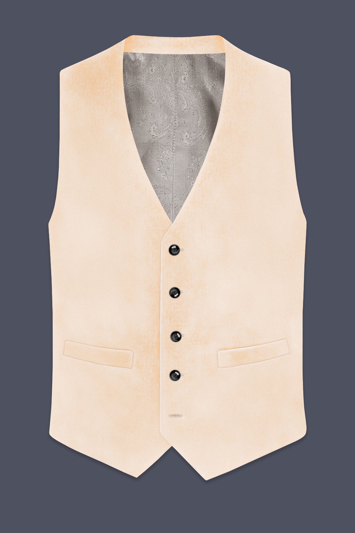 Opaline-Off White Velvet Waistcoat