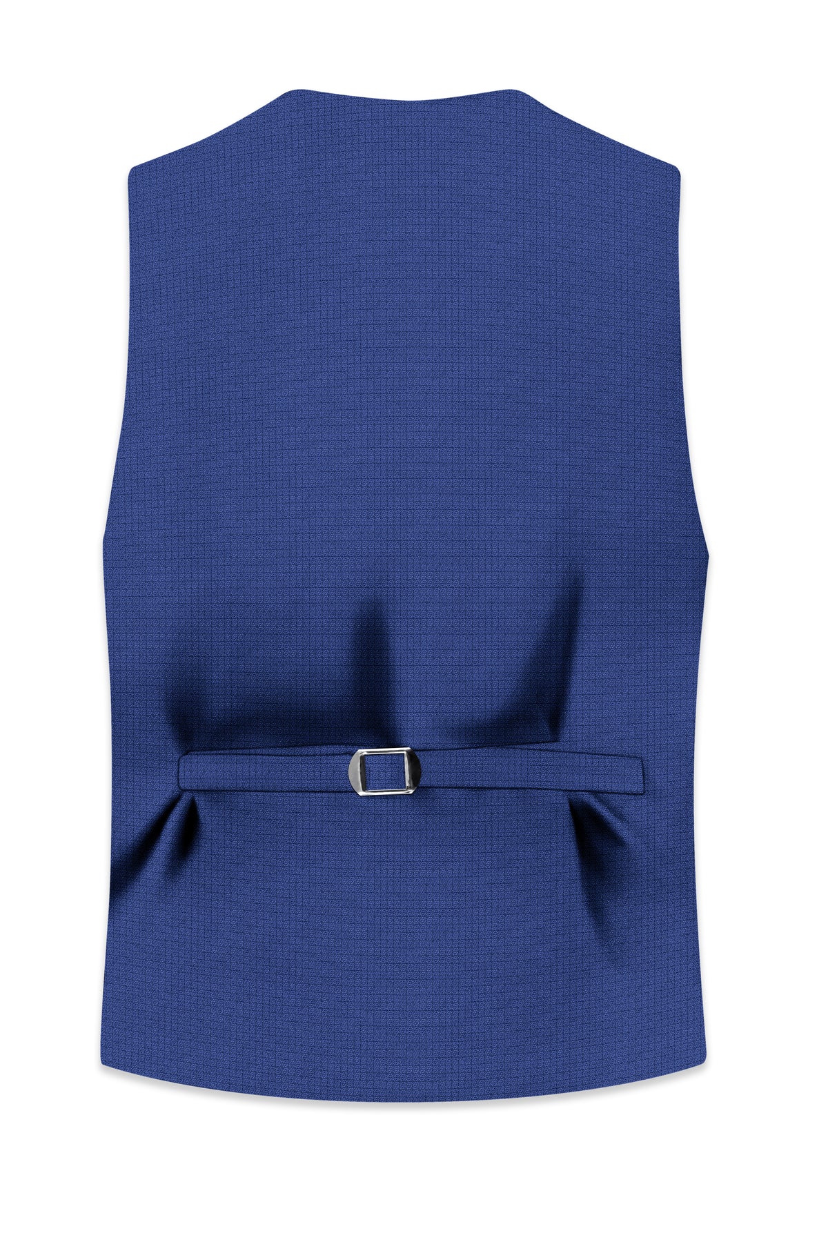 Aurelio-Chambray Blue Diamond Textured Wool Rich Slight Stretch Waistcoat