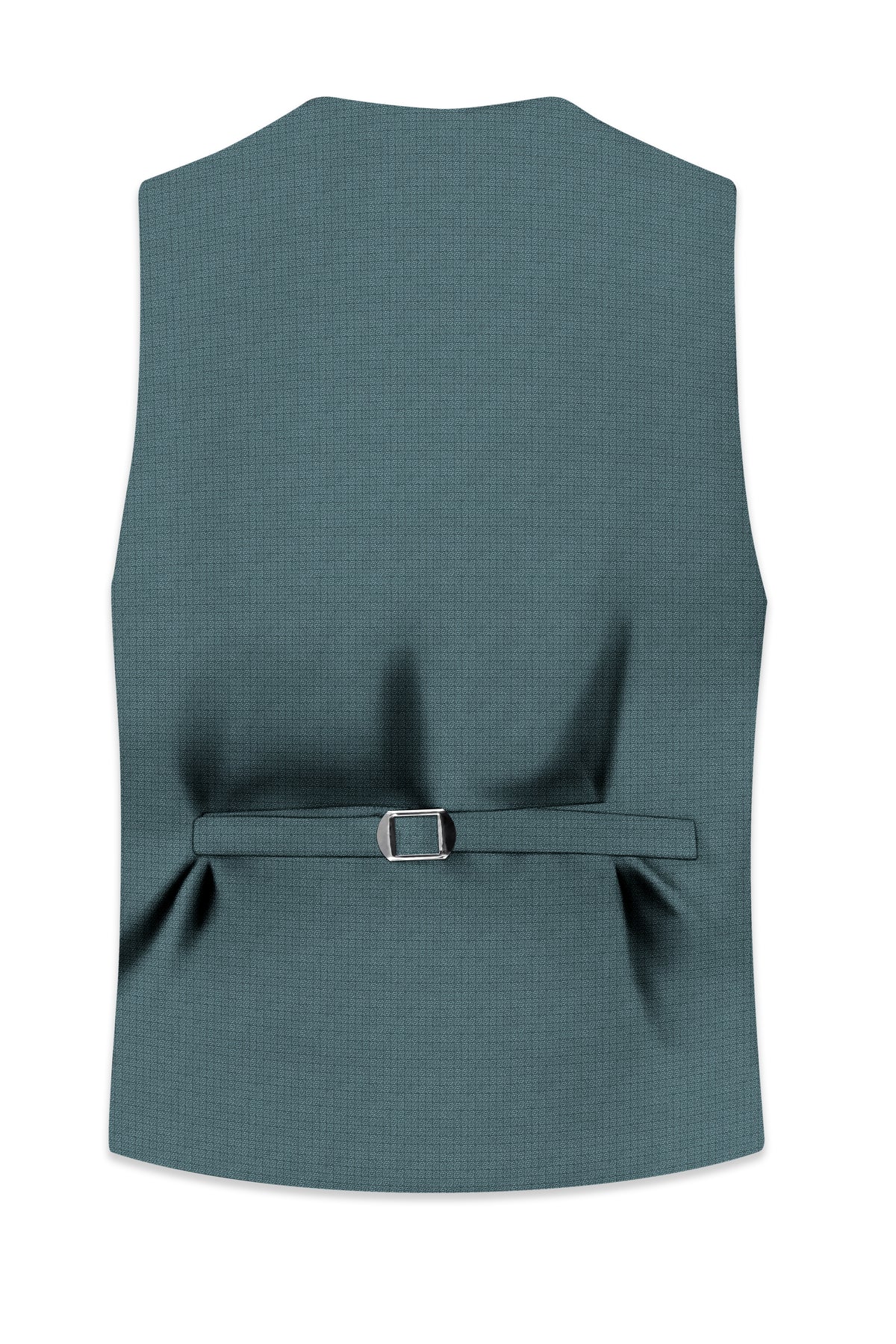 Viridian-Beetle Green Diamond Textured Wool Rich Slight Stretch Waistcoat