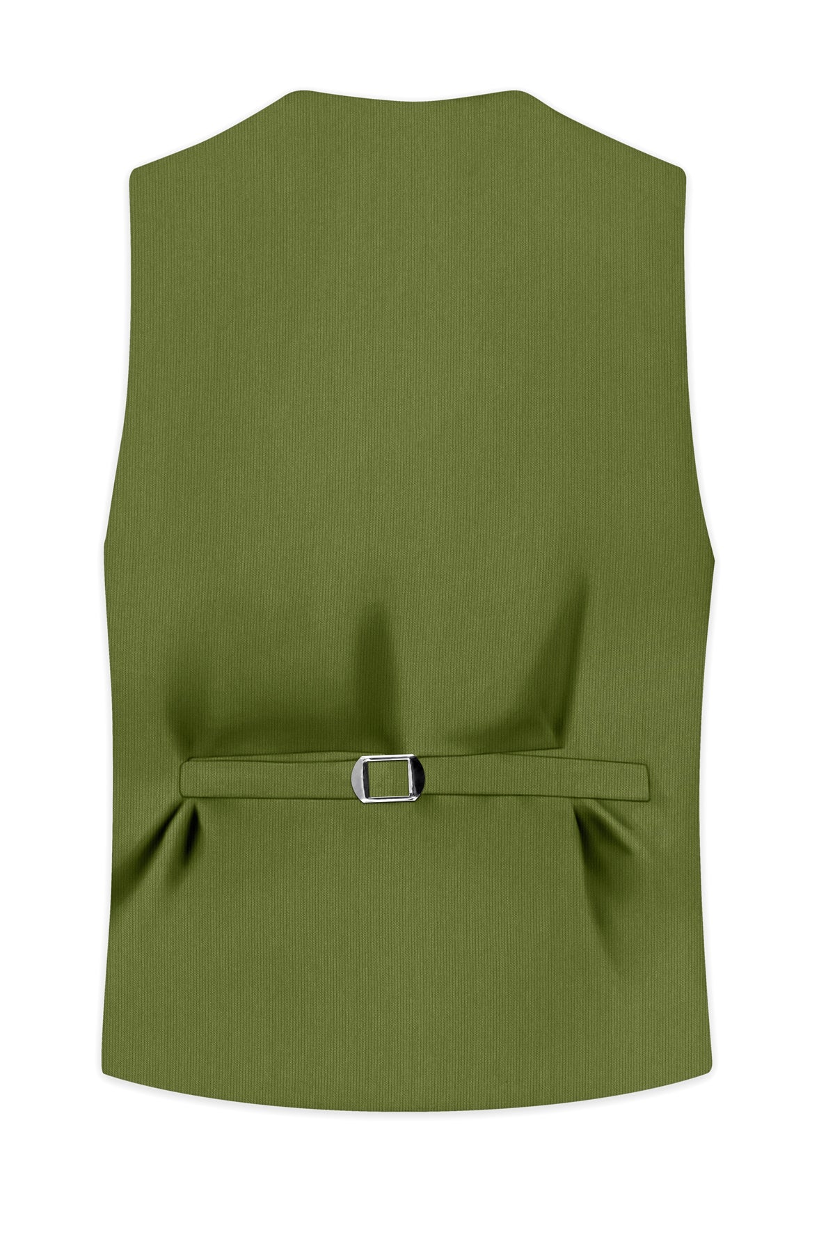 Hunter-Muddy Green Diamond Textured Wool Rich Slight Stretch Waistcoat
