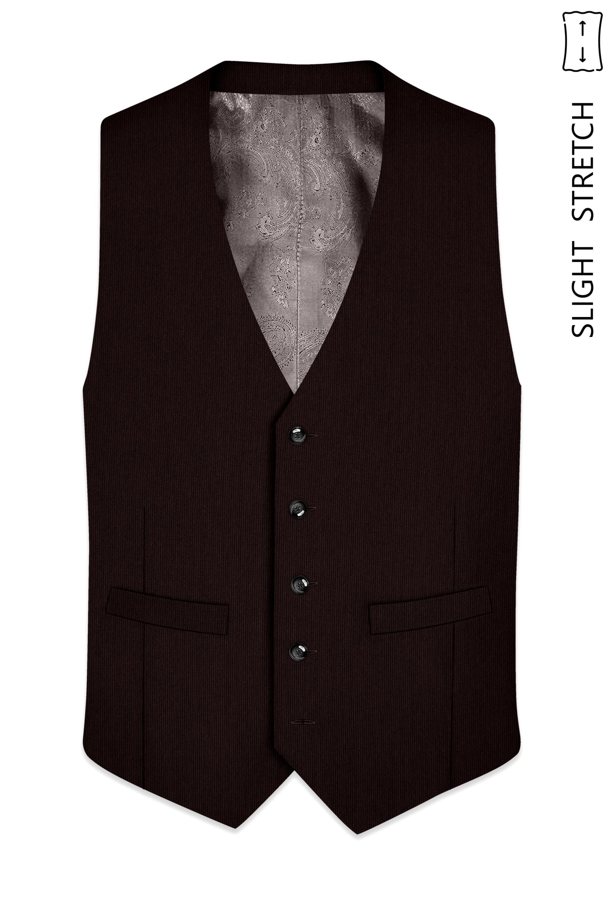 Terrano-Creole Brown Diamond Textured Wool Rich Slight Stretch Waistcoat