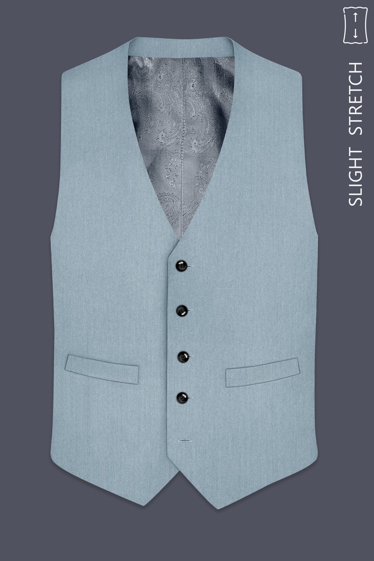 Sterling-Cadet Gray Diamond Textured Wool Rich Slight Stretch Waistcoat
