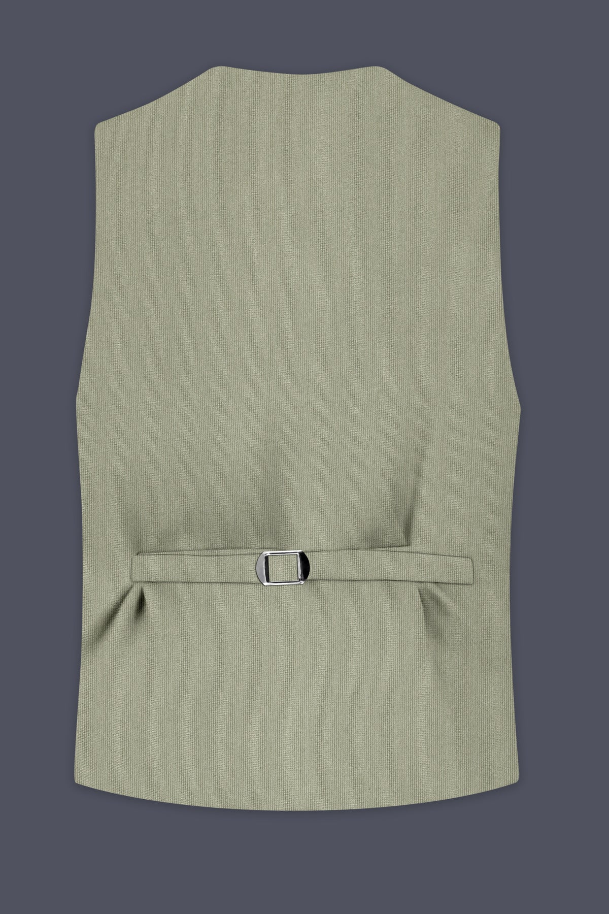 Elysian-Sage Green Diamond Textured Wool Rich Slight Stretch Waistcoat
