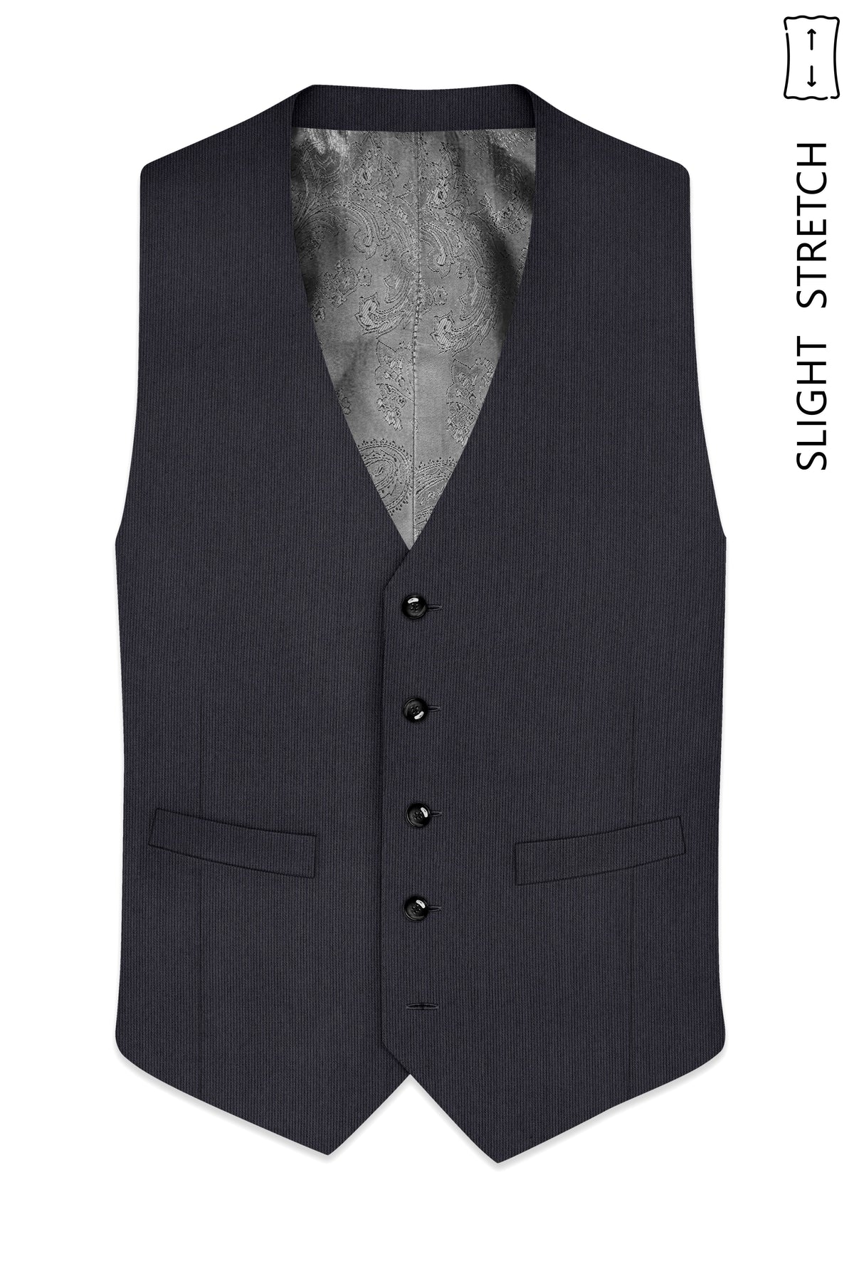 Axton-Baltic Sea Gray Diamond Textured Wool Rich Slight Stretch Waistcoat