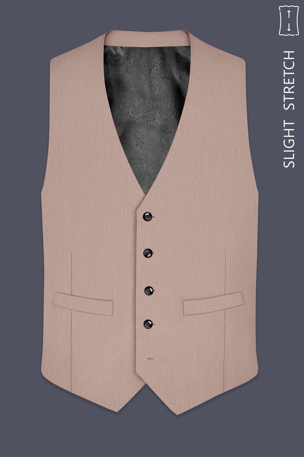 Amelio-Nomad Peach Diamond Textured Wool Rich Slight Stretch Waistcoat