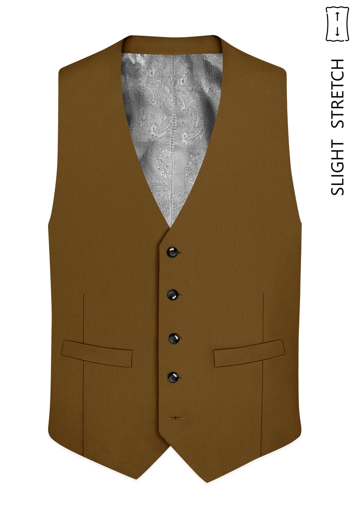 Sartoro-Otter Brown Diamond Textured Wool Rich Slight Stretch Waistcoat