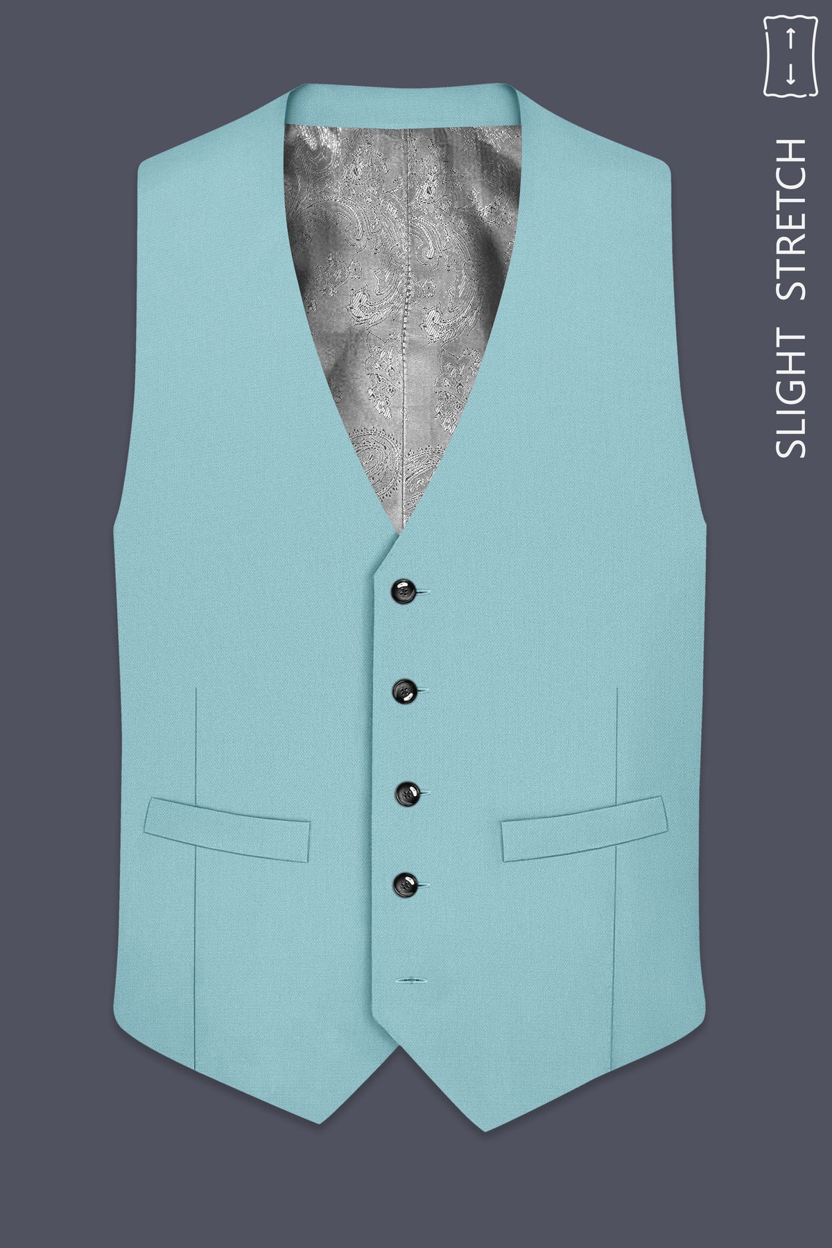 Eclipse-Hosta Blue Diamond Textured Wool Rich Slight Stretch Waistcoat