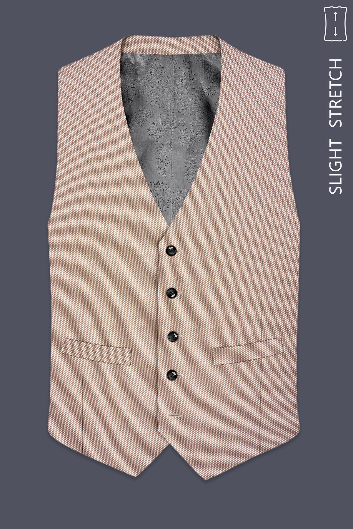 Terrano-Rodeo Brown Diamond Textured Wool Rich Slight Stretch Waistcoat