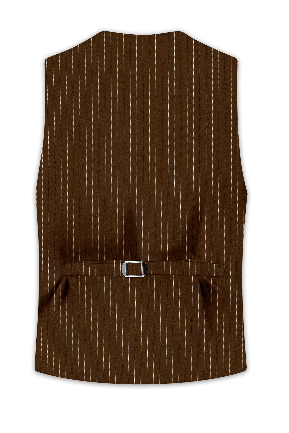 Everton-Clinker Brown Chalk Striped Wool Rich Wrinkle-Free Fluid Drape Fabric Waistcoat
