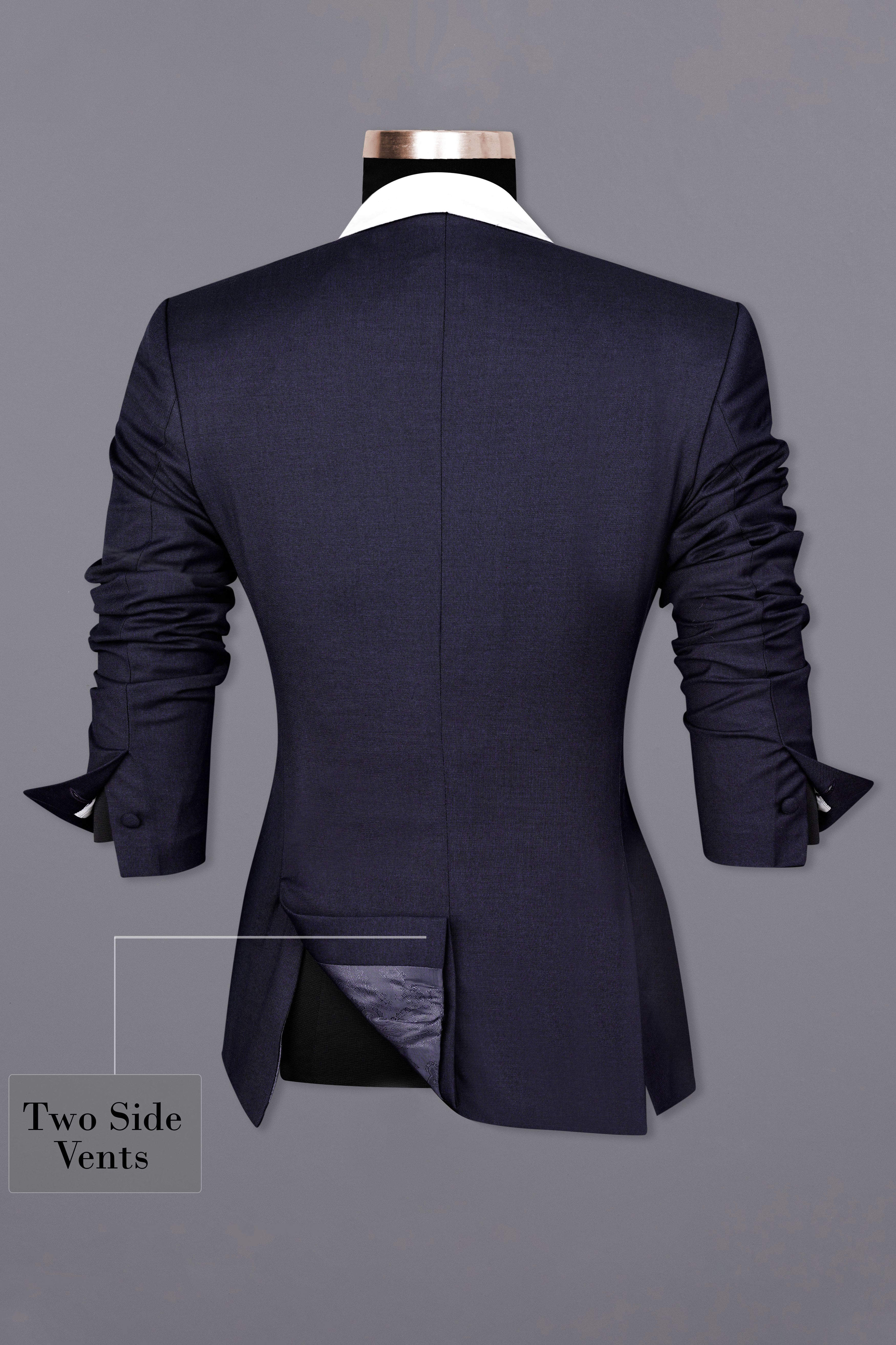 Charade Blue Subtle Sheen with White Lapel Single Breasted Women's Blazer